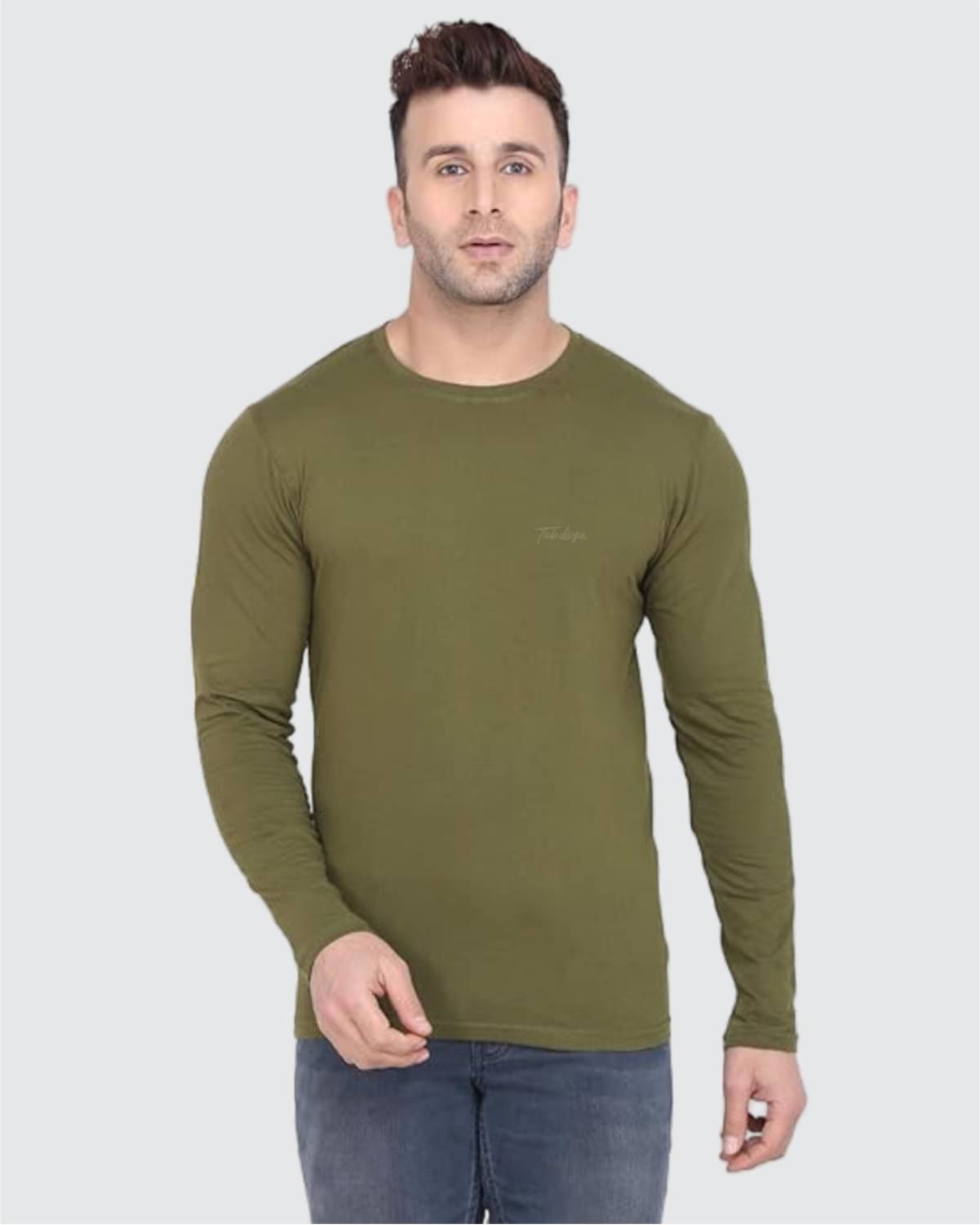     			TAB91 Fleece Round Neck Men's Sweatshirt - Olive ( Pack of 1 )