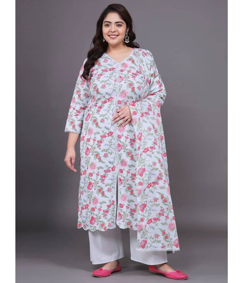Tissu Cotton Printed Kurti With Palazzo Women's Stitched Salwar Suit - Multicolor ( Pack of 1 )