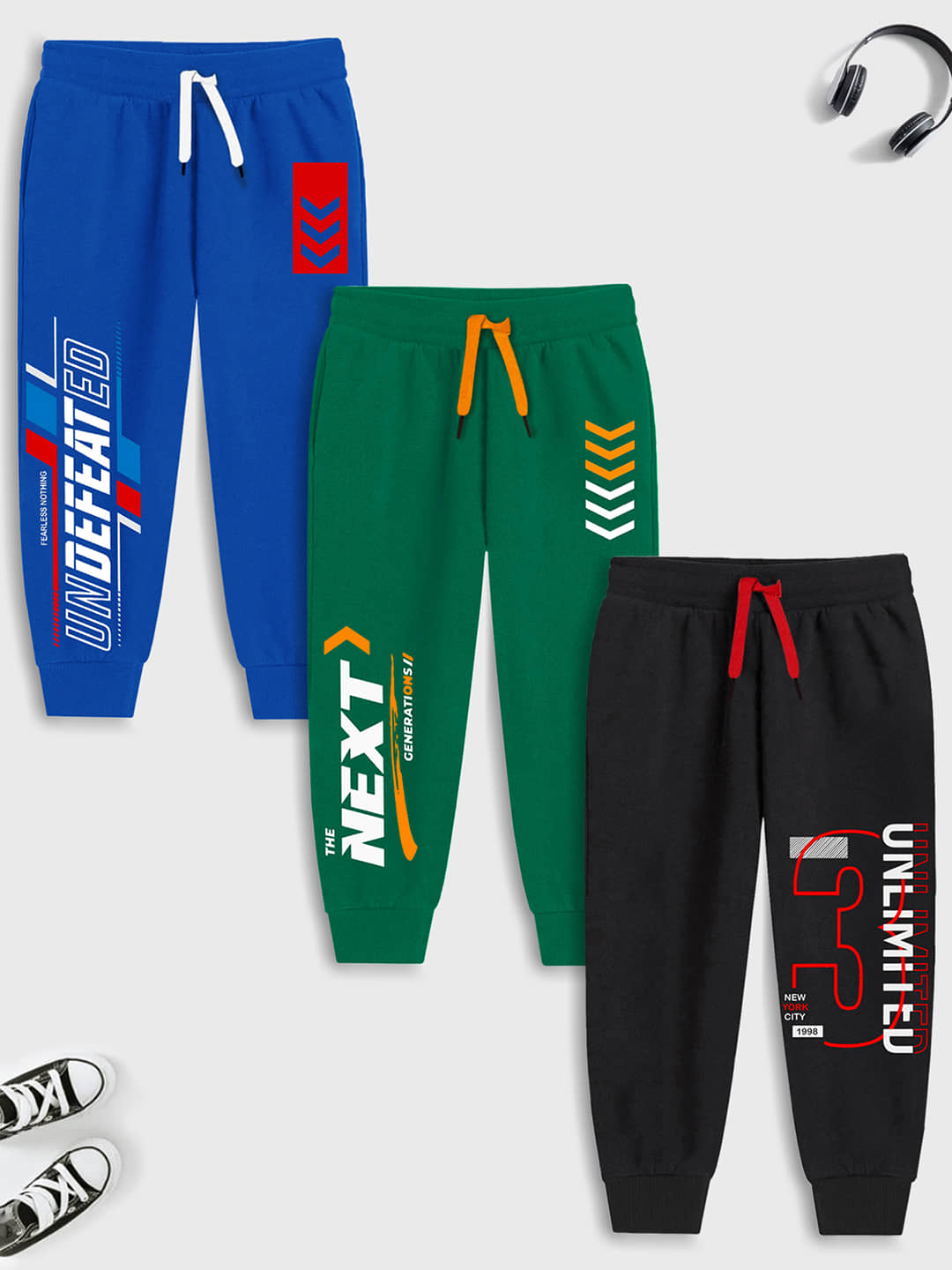 Trampoline Pack of 3 Boys Cotton Blend Trackpant ( Multicolor1 ) - Track Pants | Buy online on ZillyBuy