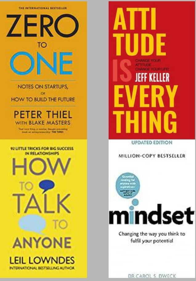     			Zero To One + Attitude Is Everything + How To Talk Any One + Mindset