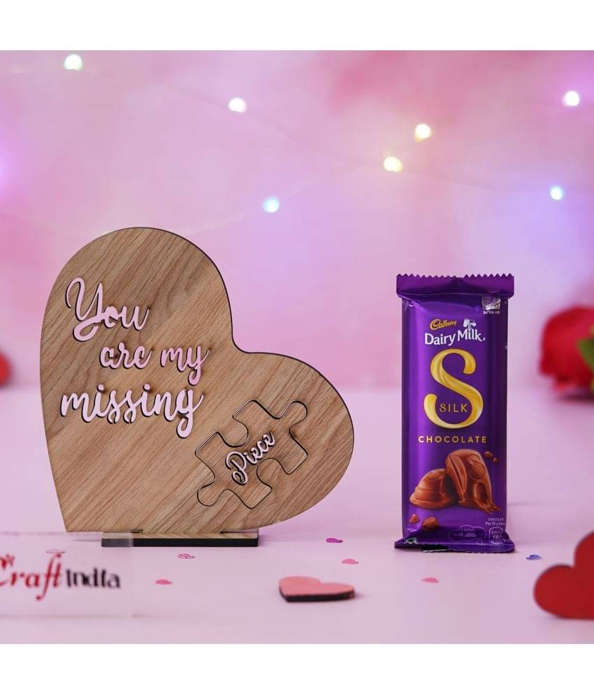 eCraftIndia "You Are My Missing Piece" Showpiece & Cadbury Dairy Milk Chocolate - 400 gms eCraftIndia "You Are My Missing Piece" Showpiece & Cadbury Dairy Milk Chocolate - 400 gms