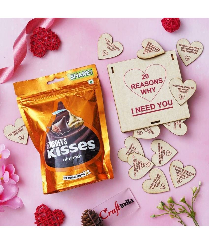 eCraftIndia "20 Reasons Why I Need You" Valentine's Day Gift Box & Almonds Chocolate-300gm eCraftIndia "20 Reasons Why I Need You" Valentine's Day Gift Box & Almonds Chocolate-300gm