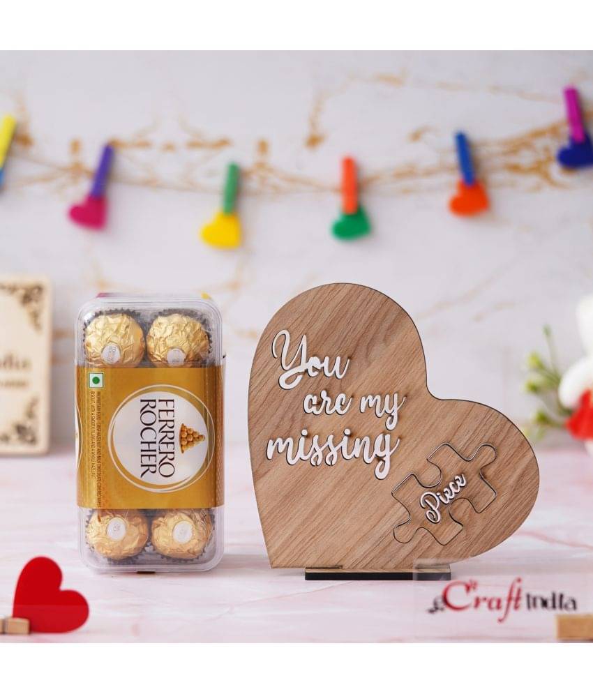 eCraftIndia You Are My Missing Piece Showpiece And Ferrero Rocher Chocolates Gift Set eCraftIndia You Are My Missing Piece Showpiece And Ferrero Rocher Chocolates Gift Set