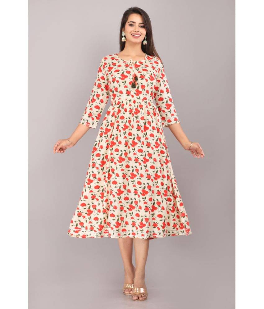     			ravishree Rayon Printed A-line Women's Kurti - Red ( Pack of 1 )
