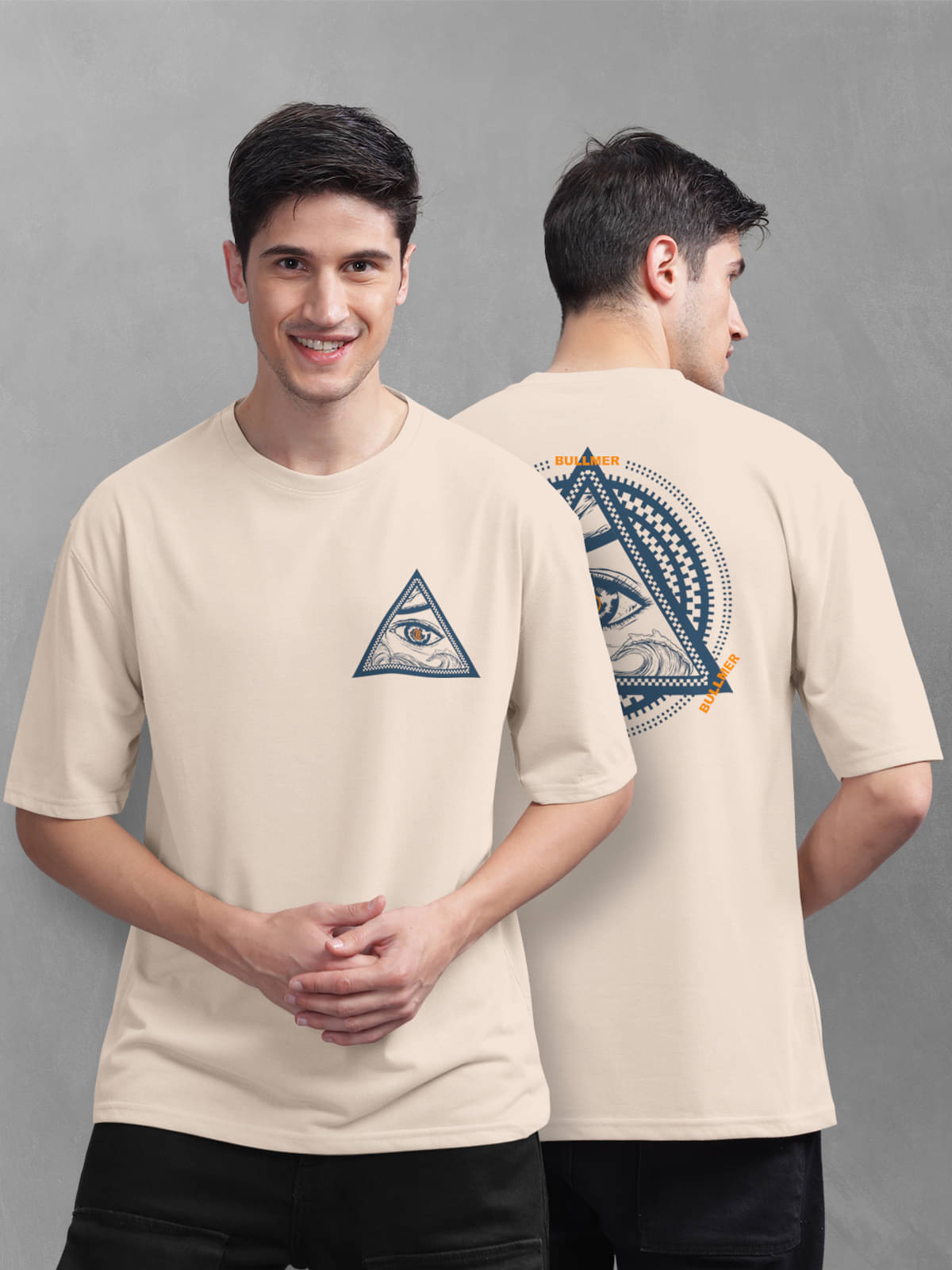     			BULLMER Pack of 1 Cotton Blend Regular Fit Men's T-Shirt ( Beige )