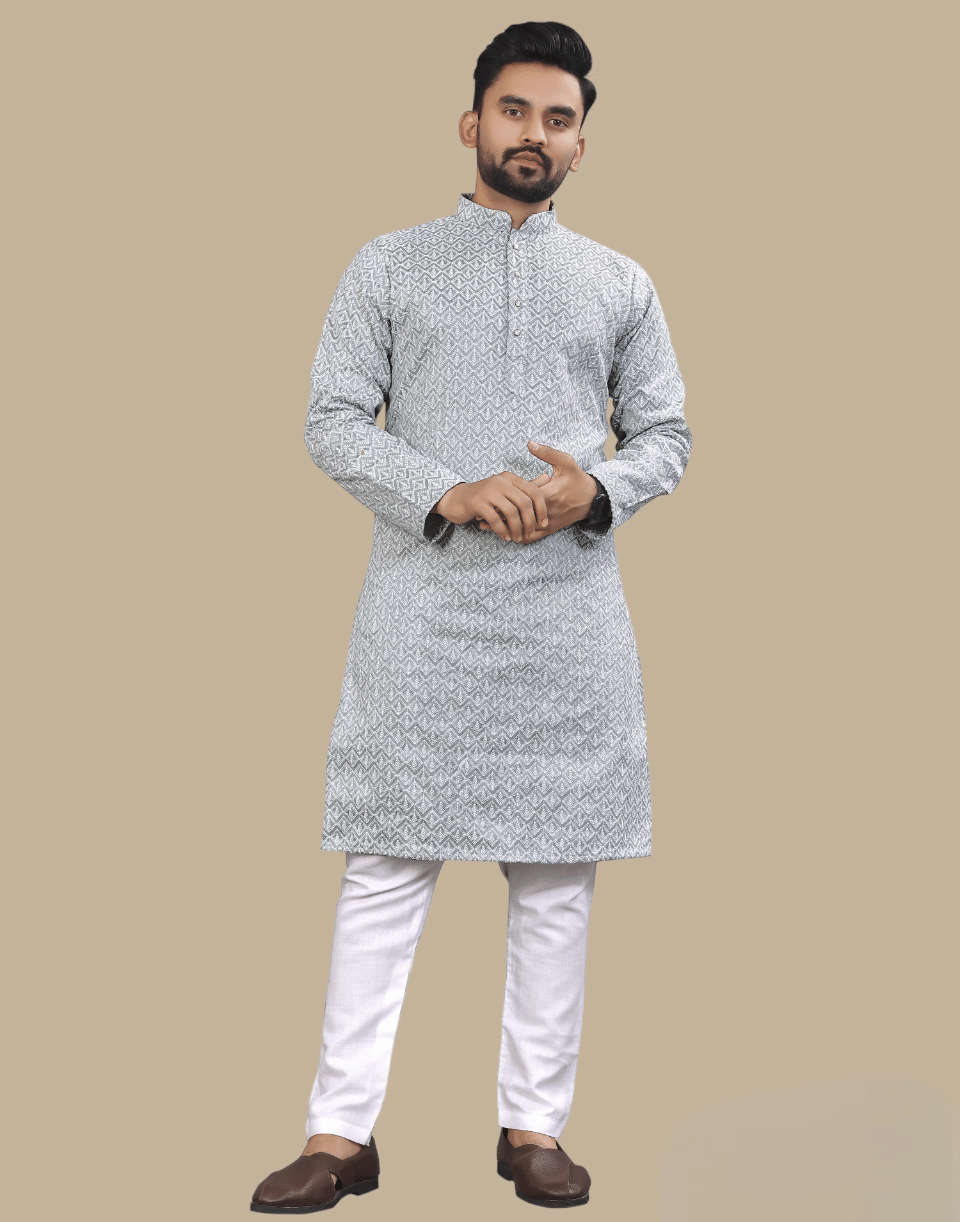 Balaji's Medium Grey Silk Regular Fit Men's Kurta Pyjama Set ( Pack of 1 ) Balaji's Medium Grey Silk Regular Fit Men's Kurta Pyjama Set ( Pack of 1 )