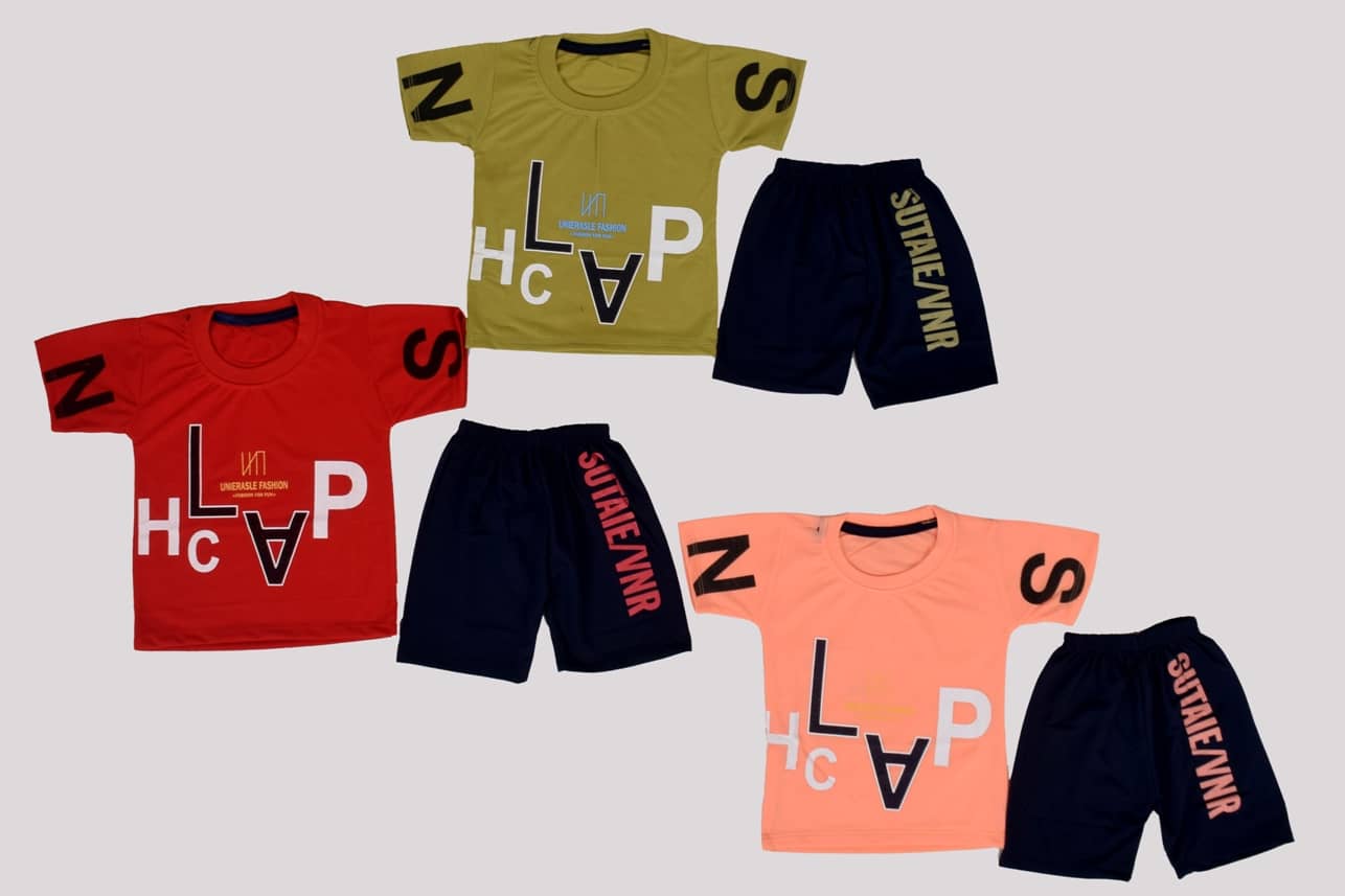 DIAMOND EXPORTER Pack of 3 Boys Cotton Blend T-Shirt & Capris Set ( Multicolor )