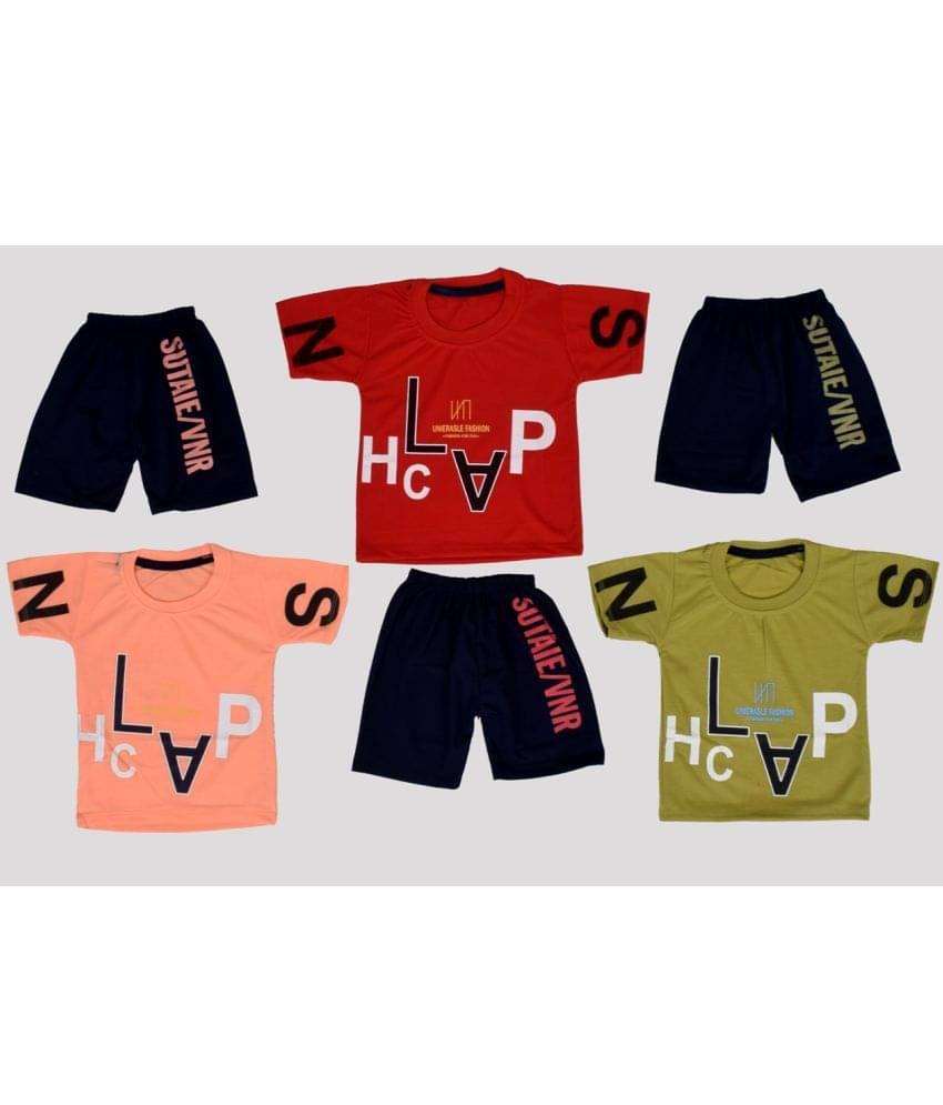     			DIAMOND EXPORTER Pack of 3 Baby Boys Cotton Blend T-Shirt & Shorts ( Multicolor )