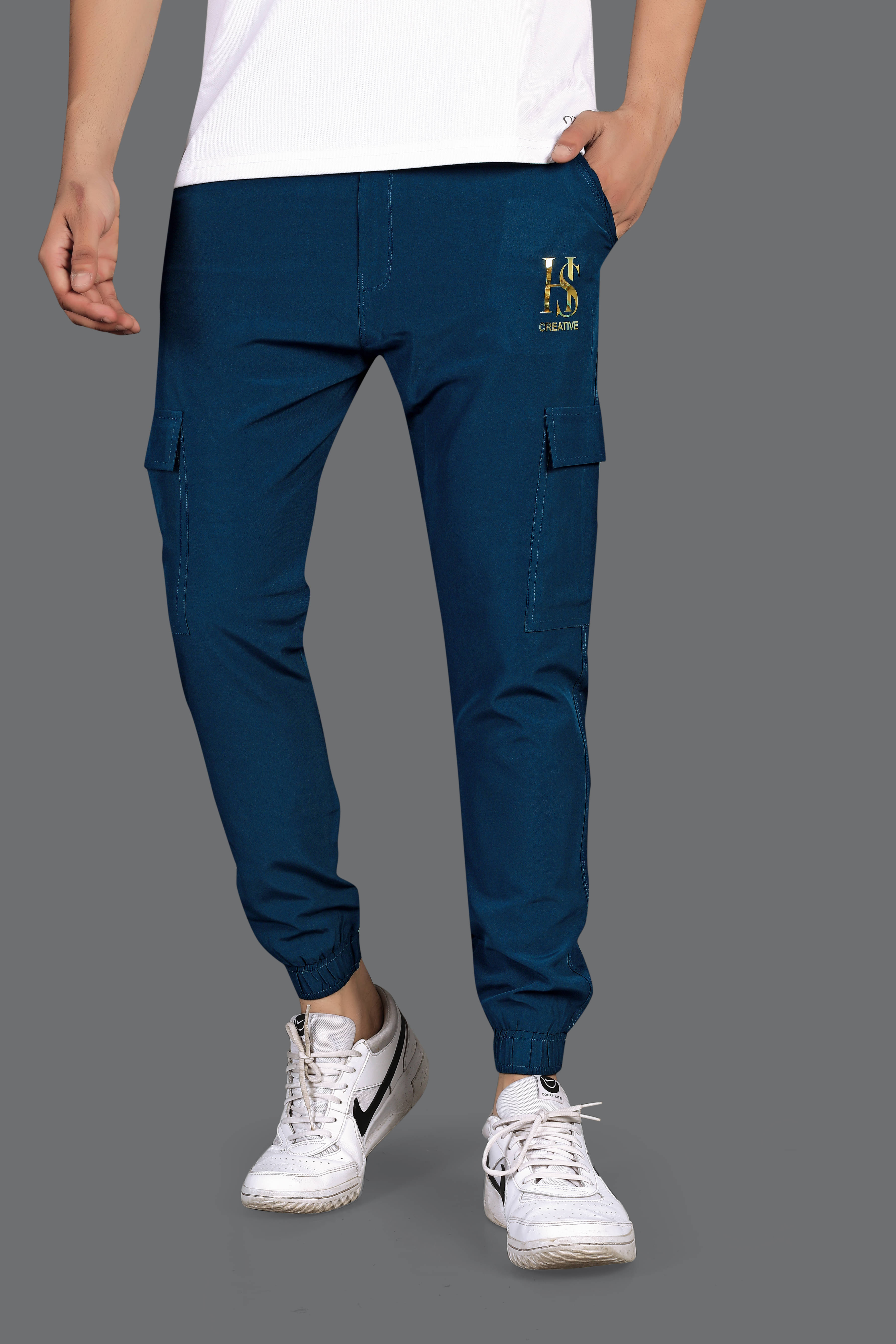 FRUZIS FASHION Blue Lycra Men's Trackpants ( Pack of 1 )     			FRUZIS FASHION Blue Lycra Men's Trackpants ( Pack of 1 )