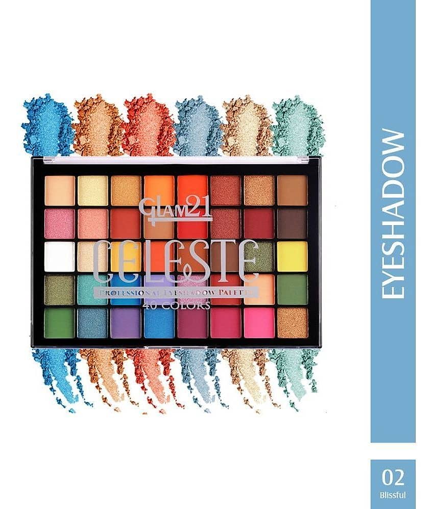 Glam21 Celeste Professional Eyeshadow Palette Neutrals & Shimmers LongStay up to12hrs 50g Blissful-02 - Makeup - Eyes | Buy online on ZillyBuy