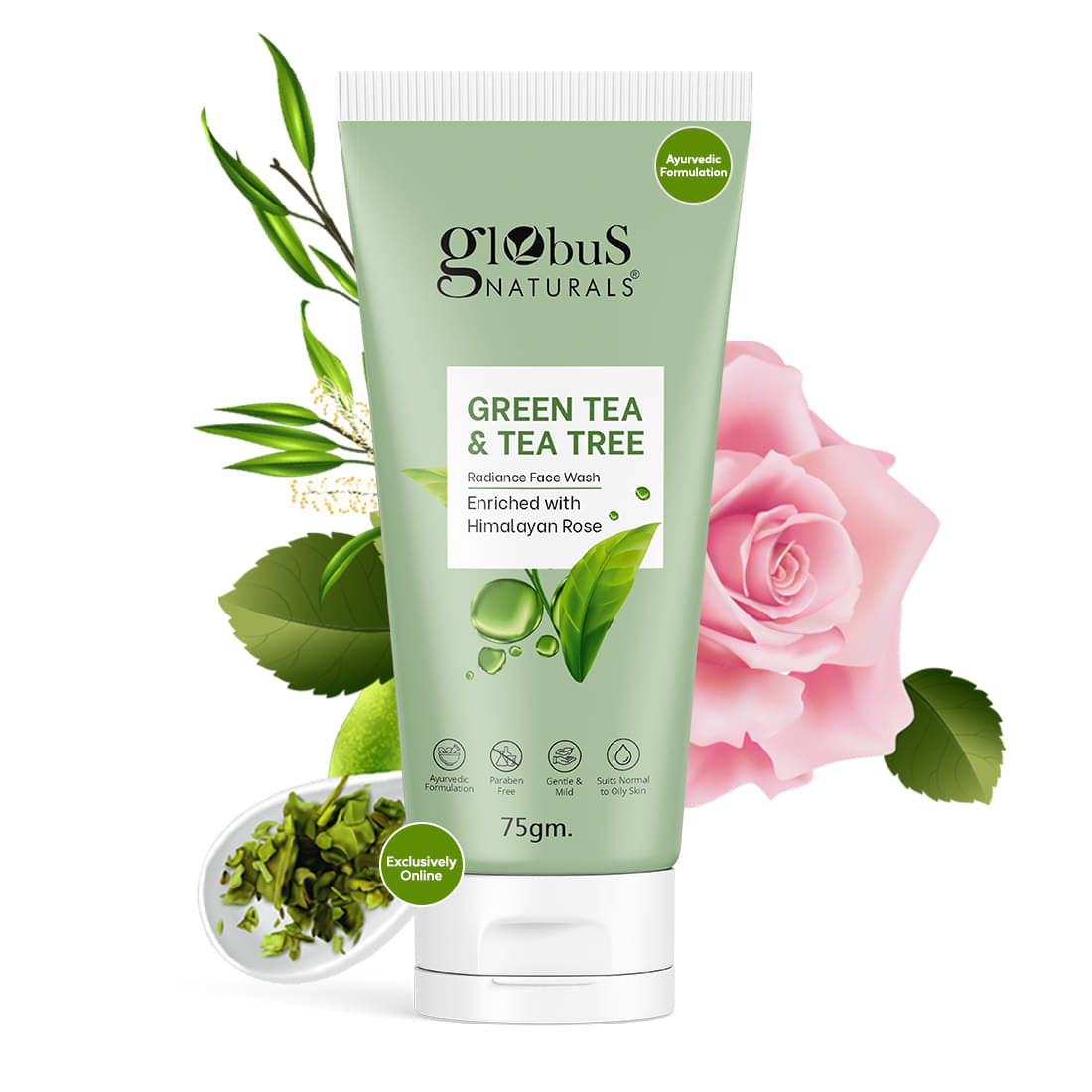     			Globus Naturals Green Tea & Tea Tree Face Wash, 75gm