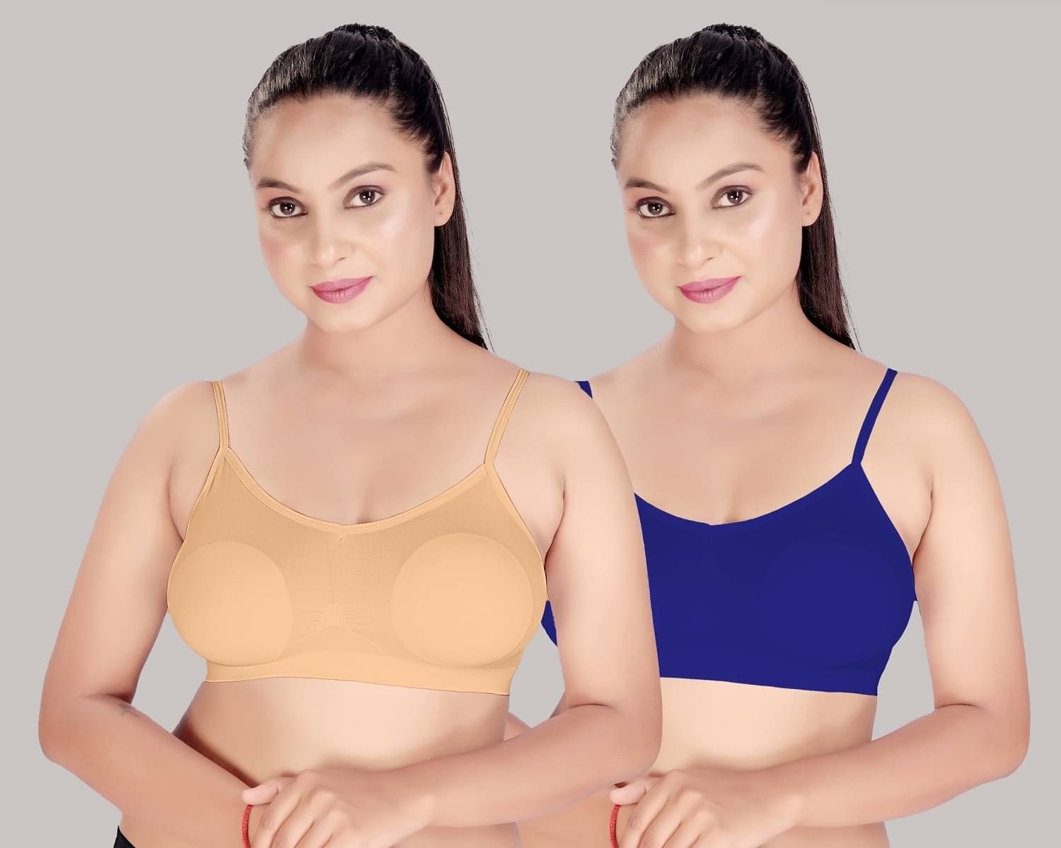     			HAYA Pack of 2 Polyester Non Padded Women's Cami bra ( Multicolor ) Polyester Non Padded Women's Cami bra