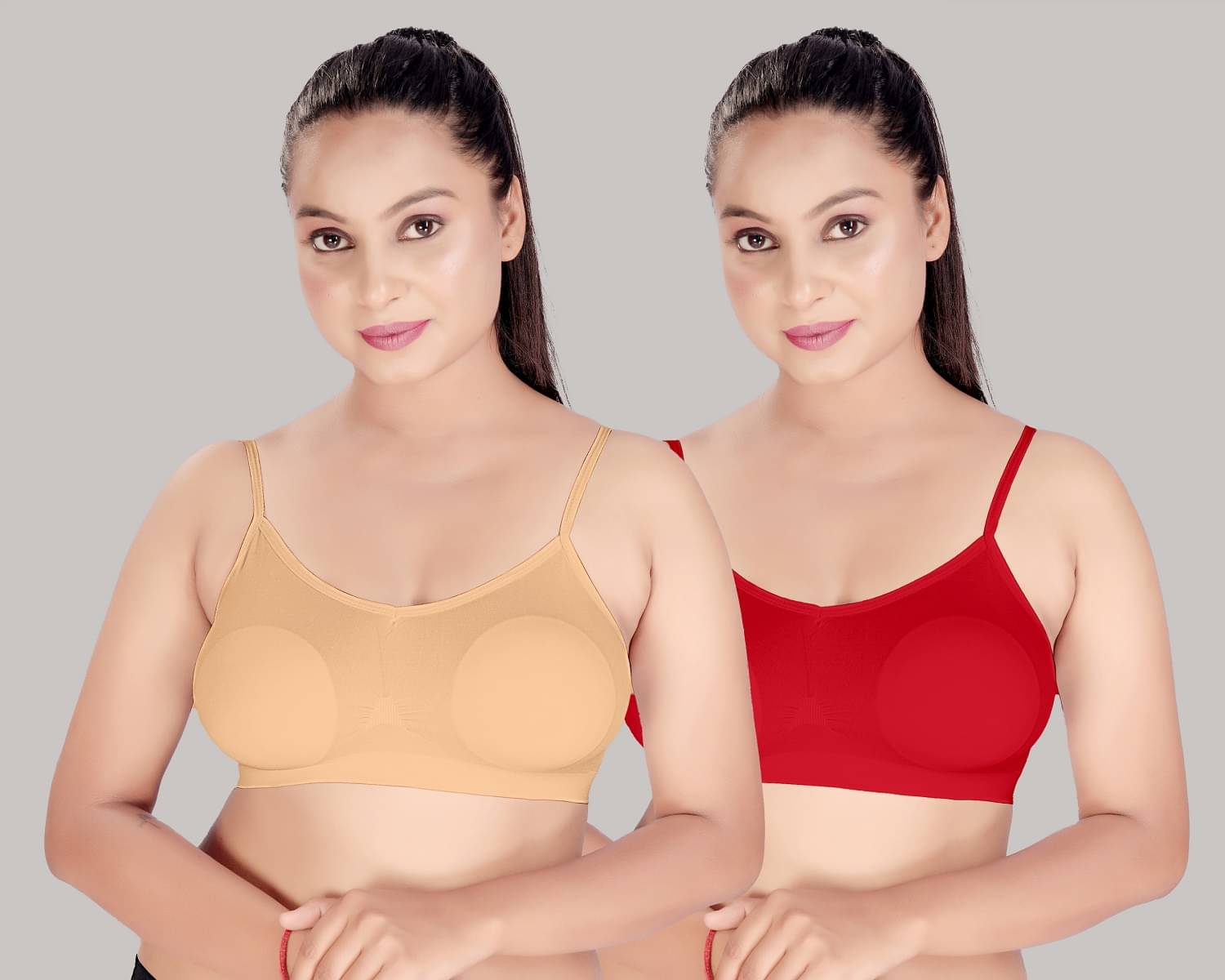     			HAYA Pack of 2 Silk Non Padded Women's Cami bra ( Multicolor ) Polyester Non Padded Women's Cami bra