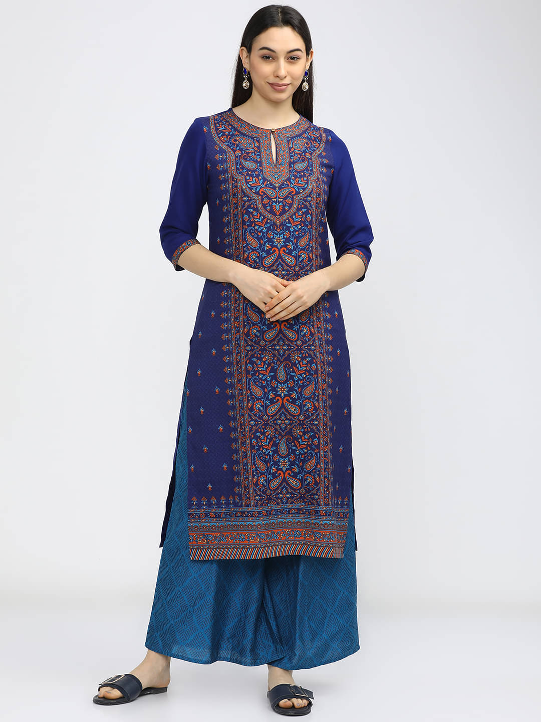 Ketch Polyester Printed Straight Women's Kurti - Blue ( Pack of 1 ) Ketch Polyester Printed Straight Women's Kurti - Blue ( Pack of 1 )