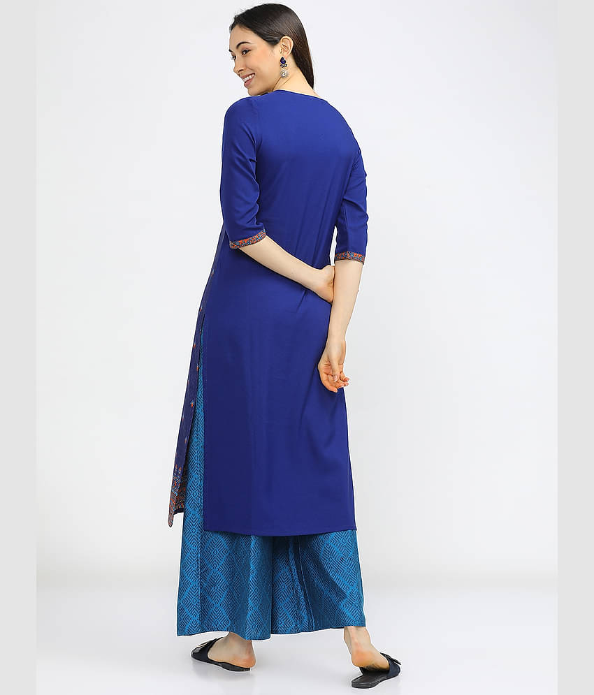 Ketch Polyester Printed Straight Women's Kurti - Blue ( Pack of 1 )