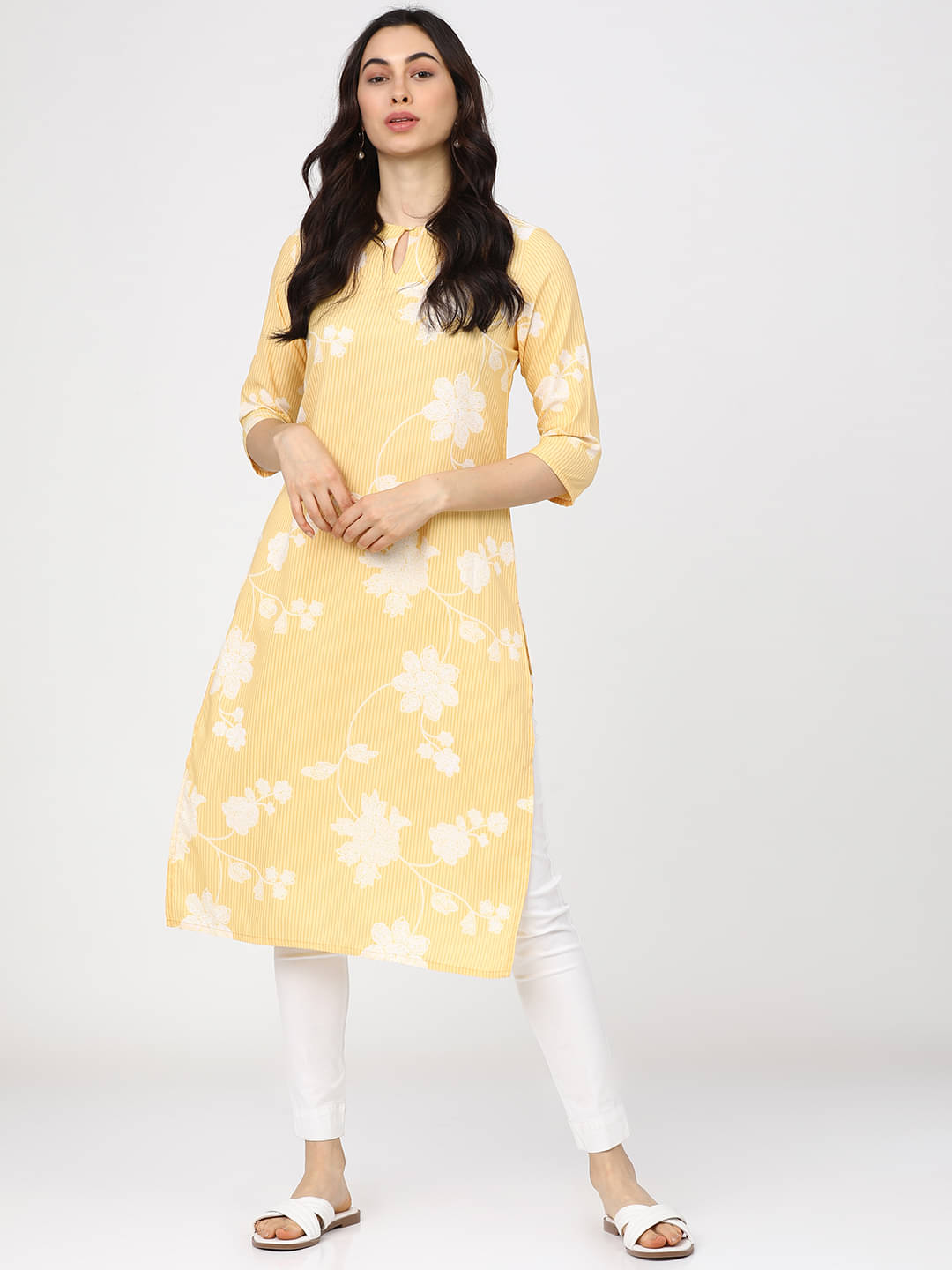 Ketch Polyester Printed Straight Women's Kurti - Yellow ( Pack of 1 ) Ketch Polyester Printed Straight Women's Kurti - Yellow ( Pack of 1 )
