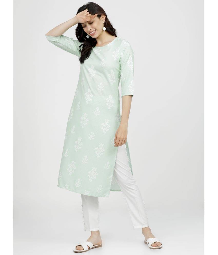 Ketch Polyester Printed Straight Women's Kurti - Green ( Pack of 1 ) Ketch Polyester Printed Straight Women's Kurti - Green ( Pack of 1 )
