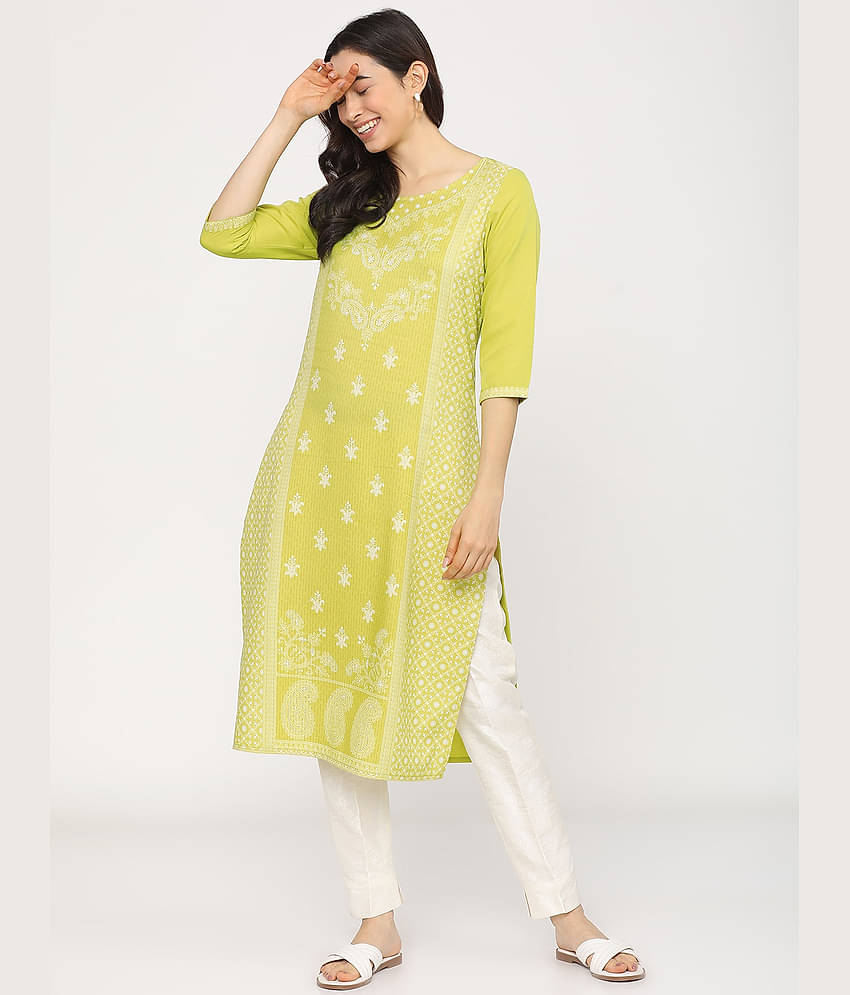 Ketch Polyester Printed Straight Women's Kurti - Green ( Pack of 1 )