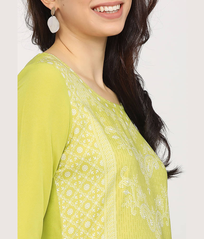 Ketch Polyester Printed Straight Women's Kurti - Green ( Pack of 1 )