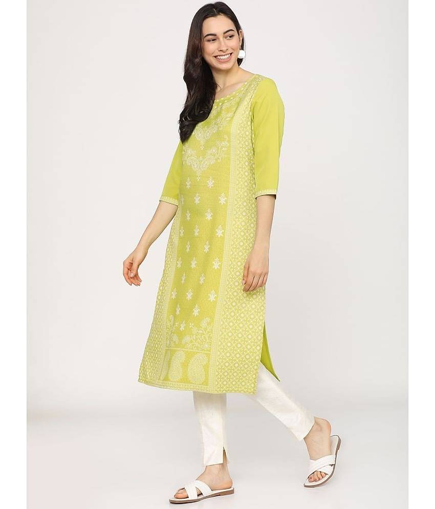 Ketch Polyester Printed Straight Women's Kurti - Green ( Pack of 1 )