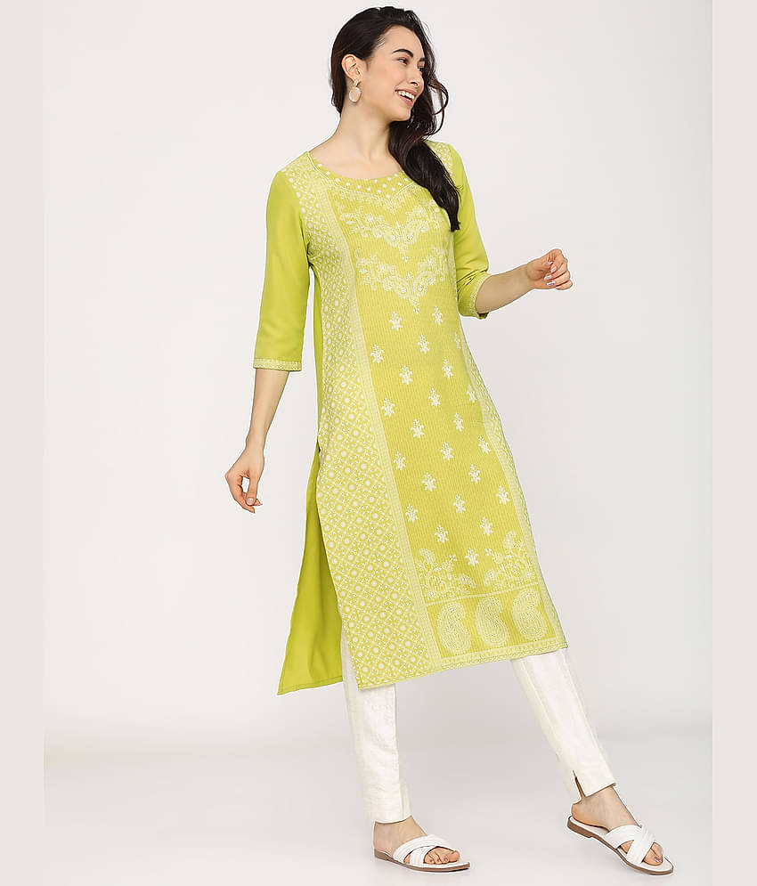 Ketch Polyester Printed Straight Women's Kurti - Green ( Pack of 1 )