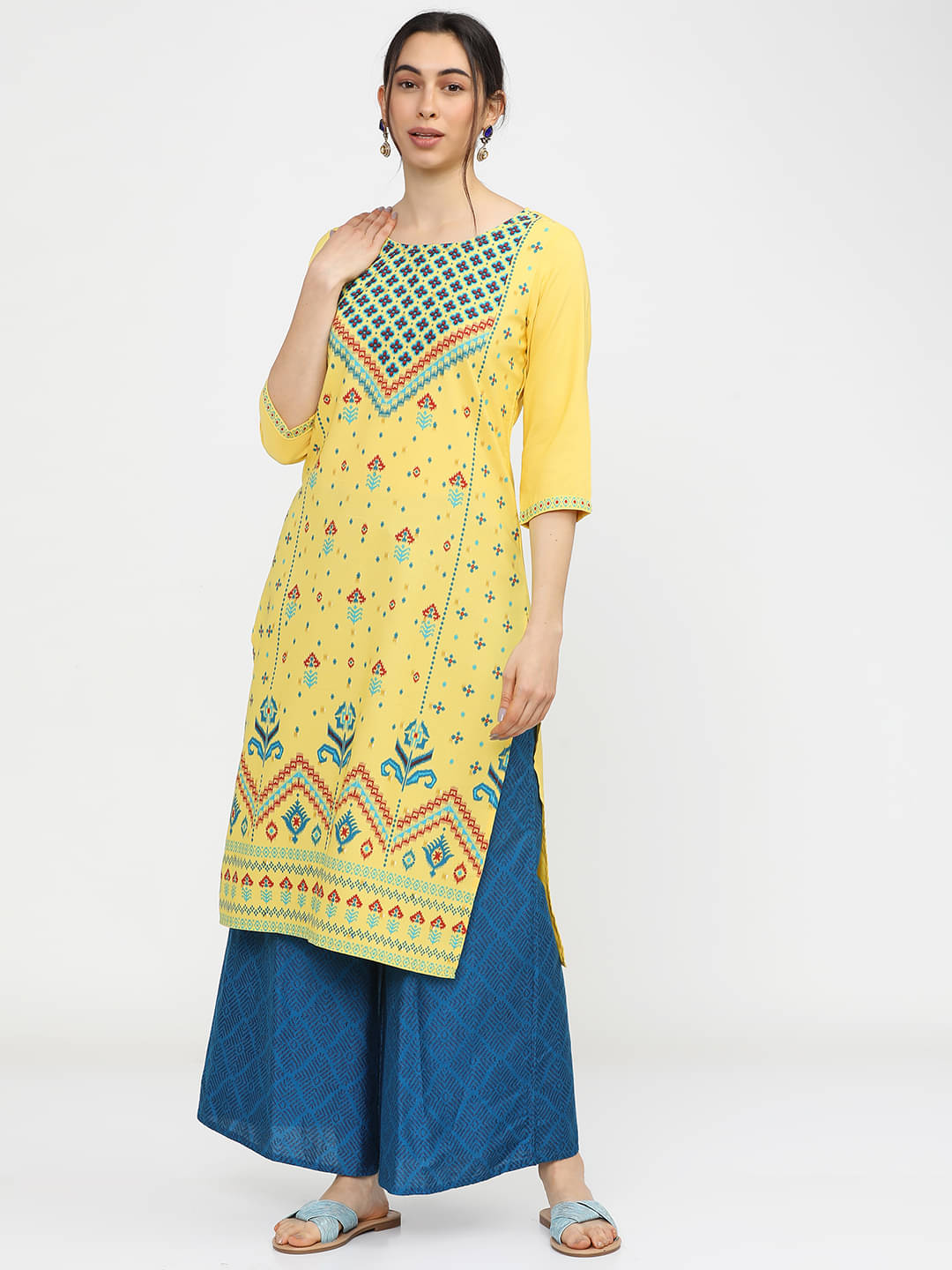 Ketch Polyester Printed Straight Women's Kurti - Yellow ( Pack of 1 ) Ketch Polyester Printed Straight Women's Kurti - Yellow ( Pack of 1 )