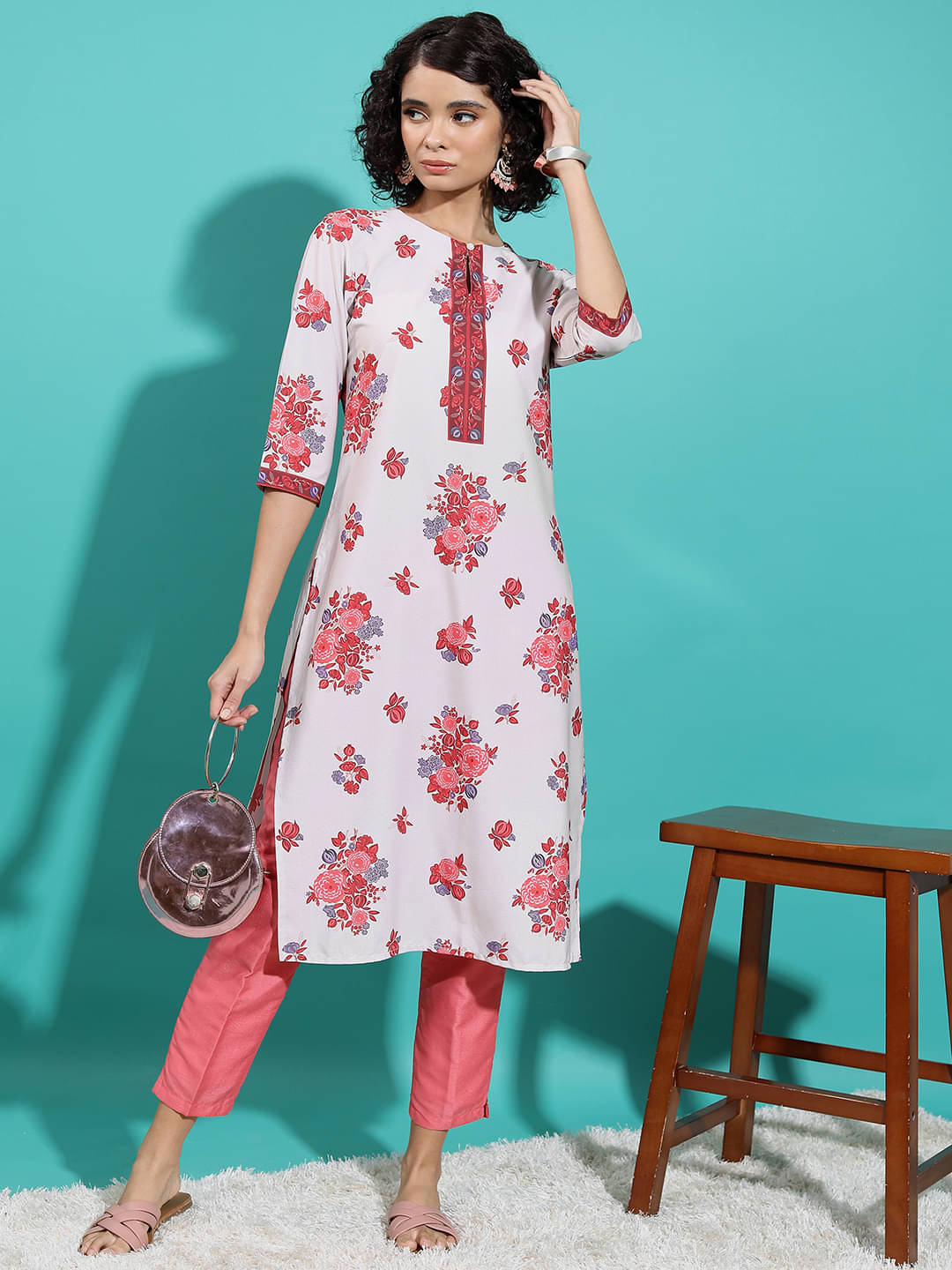 Ketch Polyester Printed Straight Women's Kurti - Beige ( Pack of 1 ) Ketch Polyester Printed Straight Women's Kurti - Beige ( Pack of 1 )