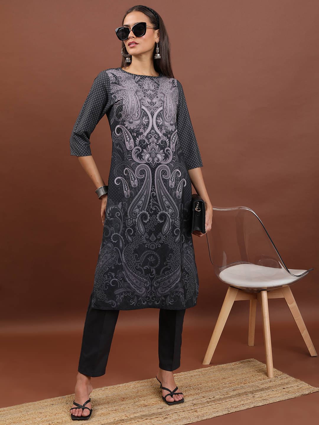 Ketch Polyester Printed Straight Women's Kurti - Black ( Pack of 1 ) Ketch Polyester Printed Straight Women's Kurti - Black ( Pack of 1 )