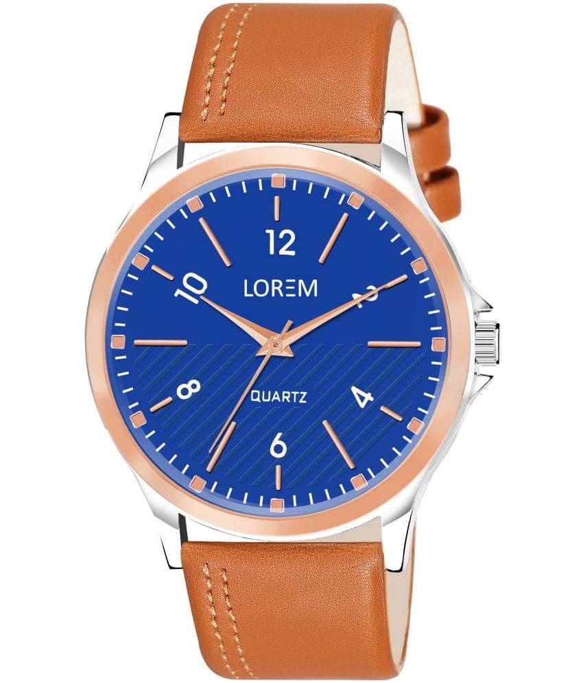     			Lorem Brown Leather Analog Men's Watch