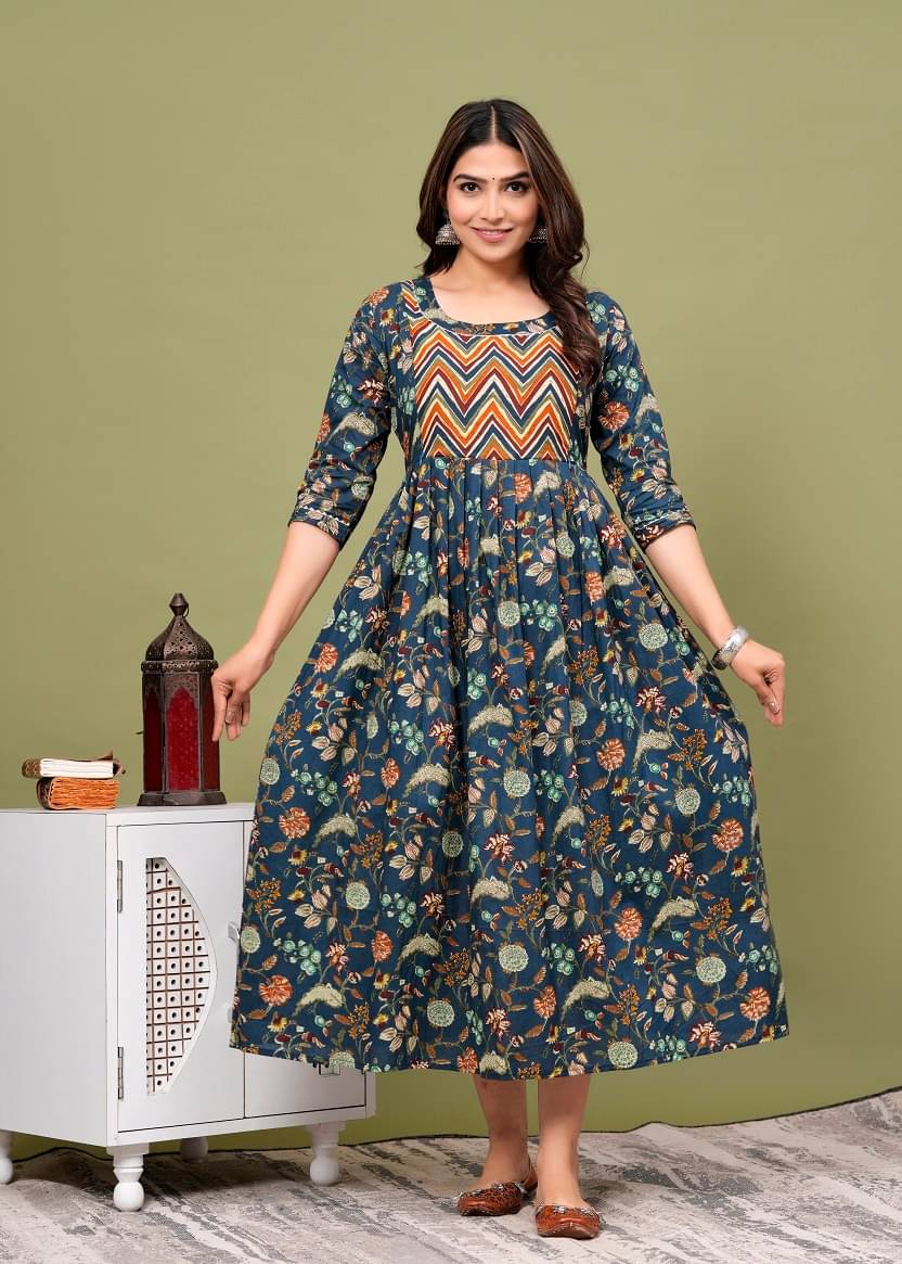     			Nevisha Style Multi Color Cotton Maternity Kurta Single
