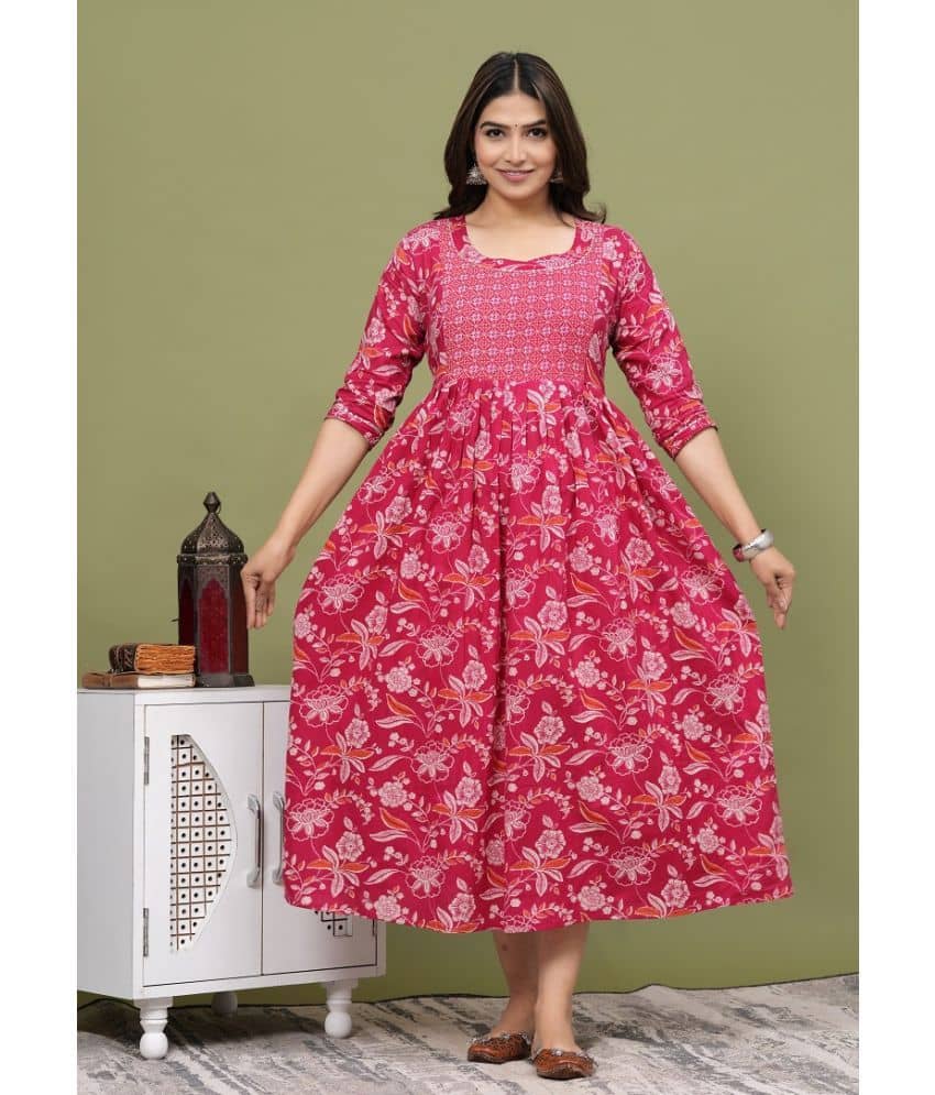 Nevisha Style Pink Cotton Maternity Kurta Single