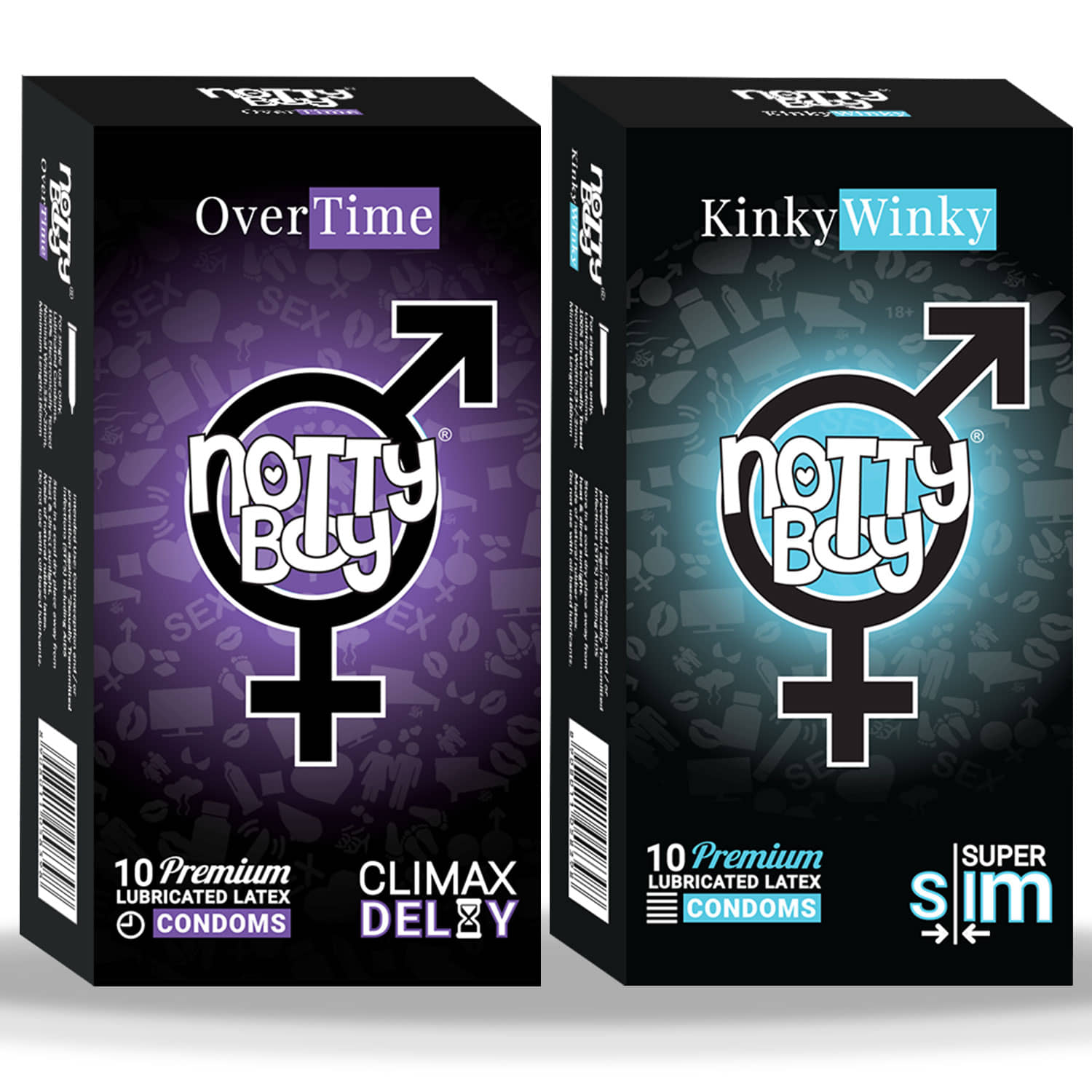 NottyBoy Extra Thin Super Slim and Extra Delay Condoms - 20 Units