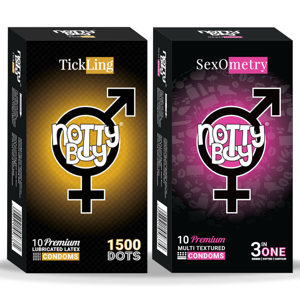 NottyBoy Multi Textured Ribbed Dotted Contour and Super 1500 Dots Condoms - 20 Units