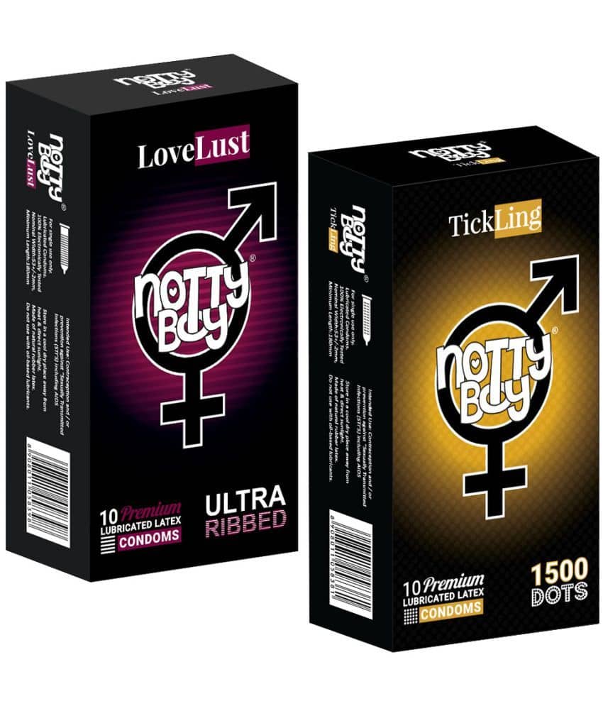 NottyBoy Ultra Ribbed and 1500 Dots Condoms- 20 Units