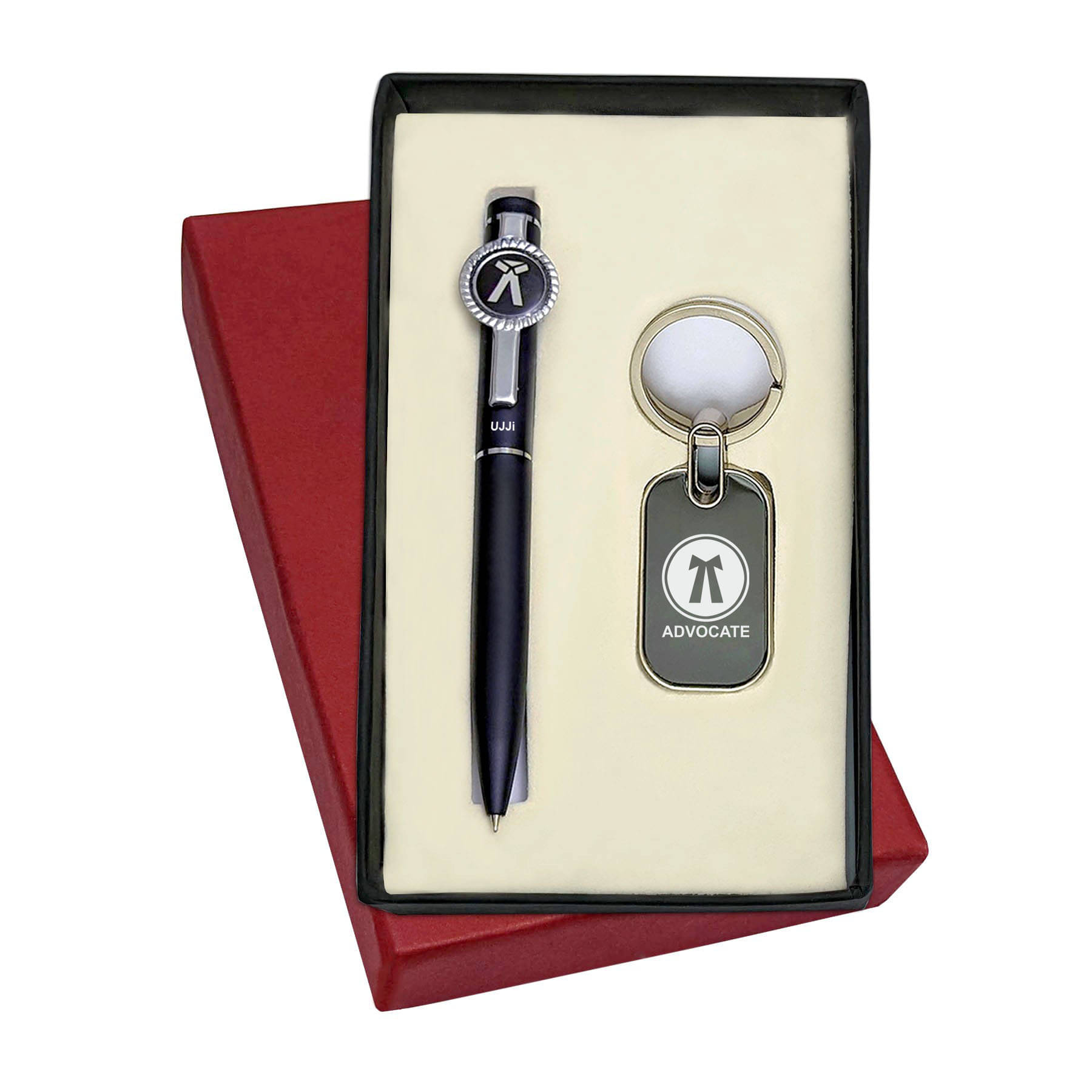     			UJJi 2in1 Advocate Logo Engraved Keyring & Ball Pen Combo Keychain