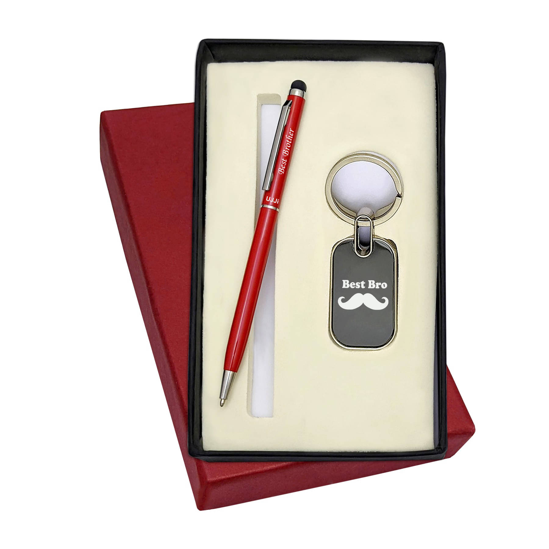     			UJJi 2in1 Bst Bro Engraved Red Body Slim Design Pen and Keyring