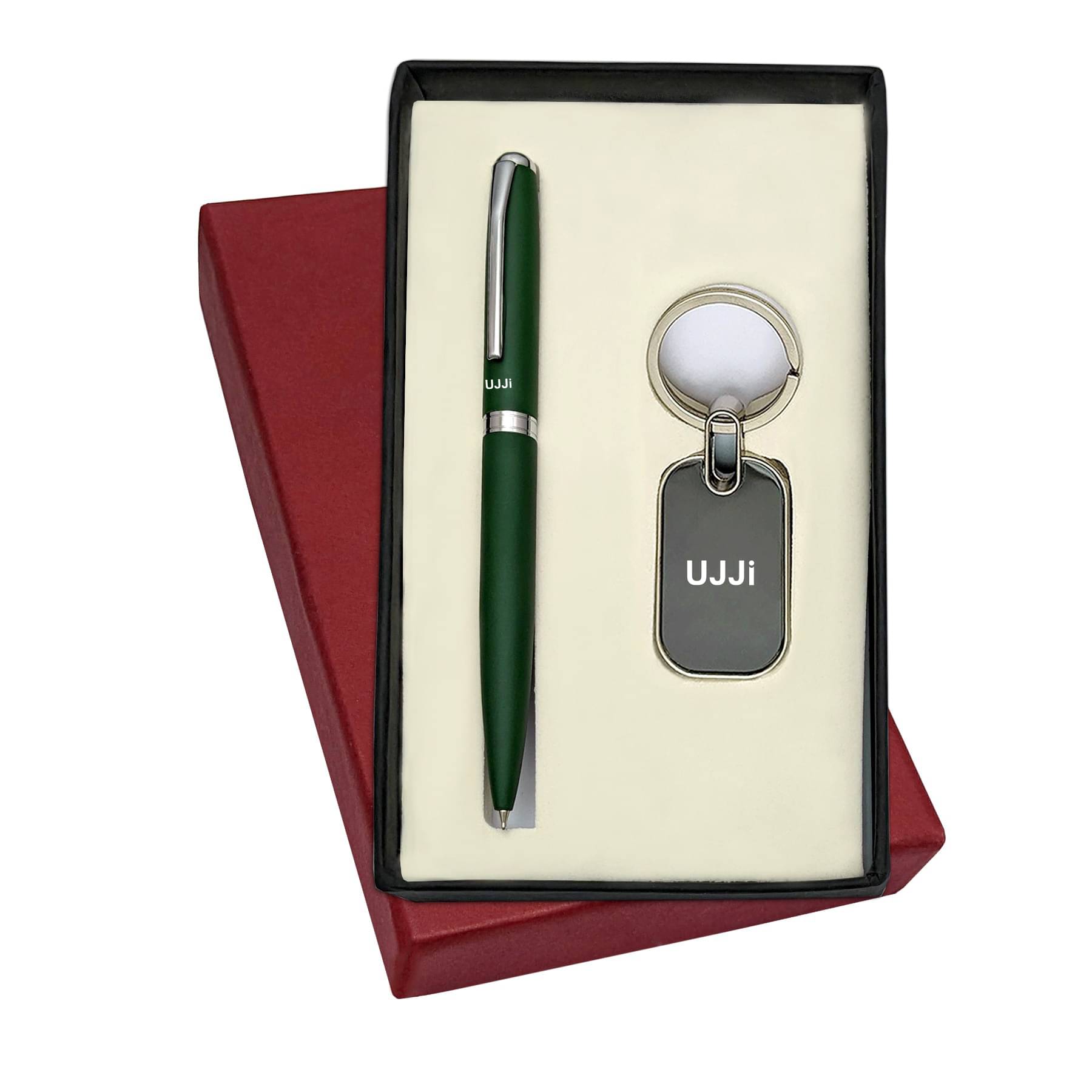     			UJJi 2in1 Combo with Matte Green Color Ball Point Pen and Keychain