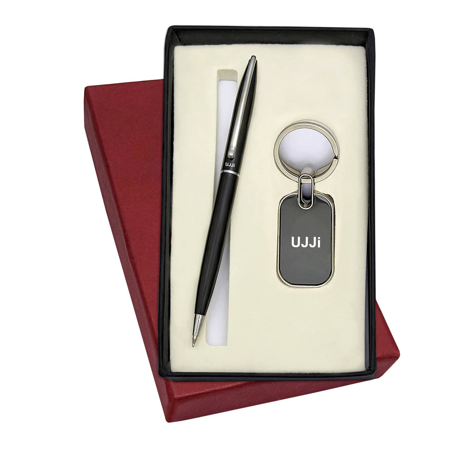     			UJJi 2in1 Set with Slim Design Black Ball Pen and Keychain