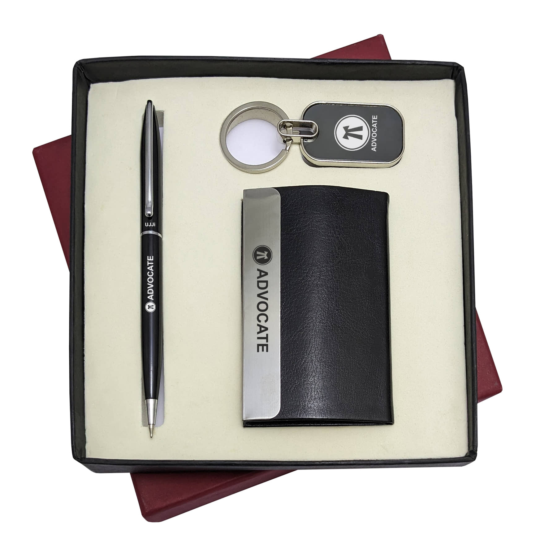 UJJi 3in1 Advocate Logo Set with Slim Design Ball Pen, Keychain and ATM Card Holder
