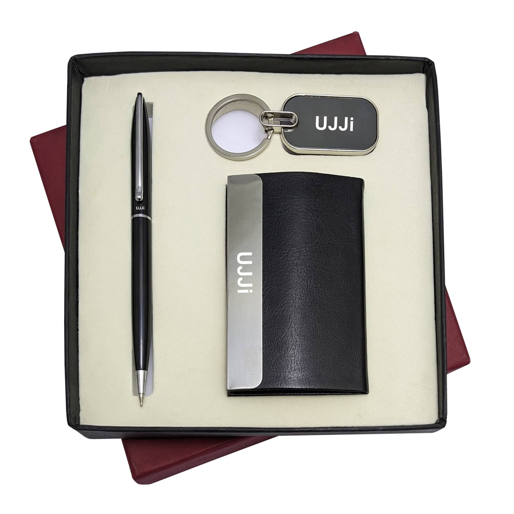     			UJJi 3in1 Combo Set with Slim Design Ball Pen, Keychain and ATM Card Holder