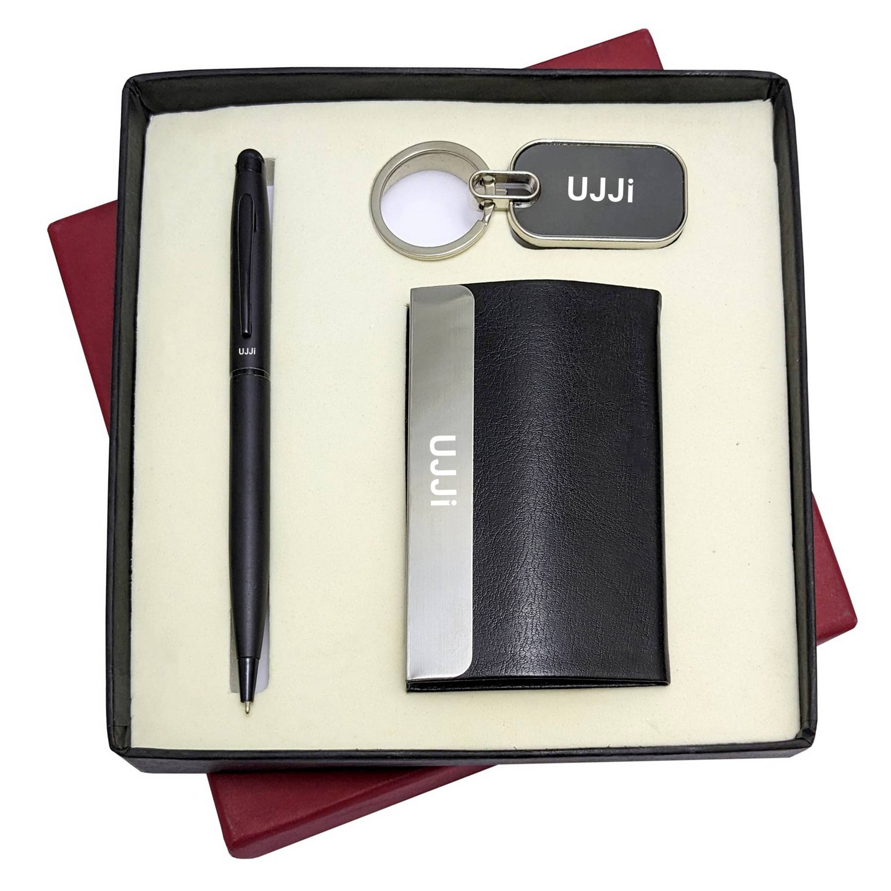     			UJJi 3in1 Metal Pen with Stylus for Touch Screen Pen, Keychain and ATM Card Holder