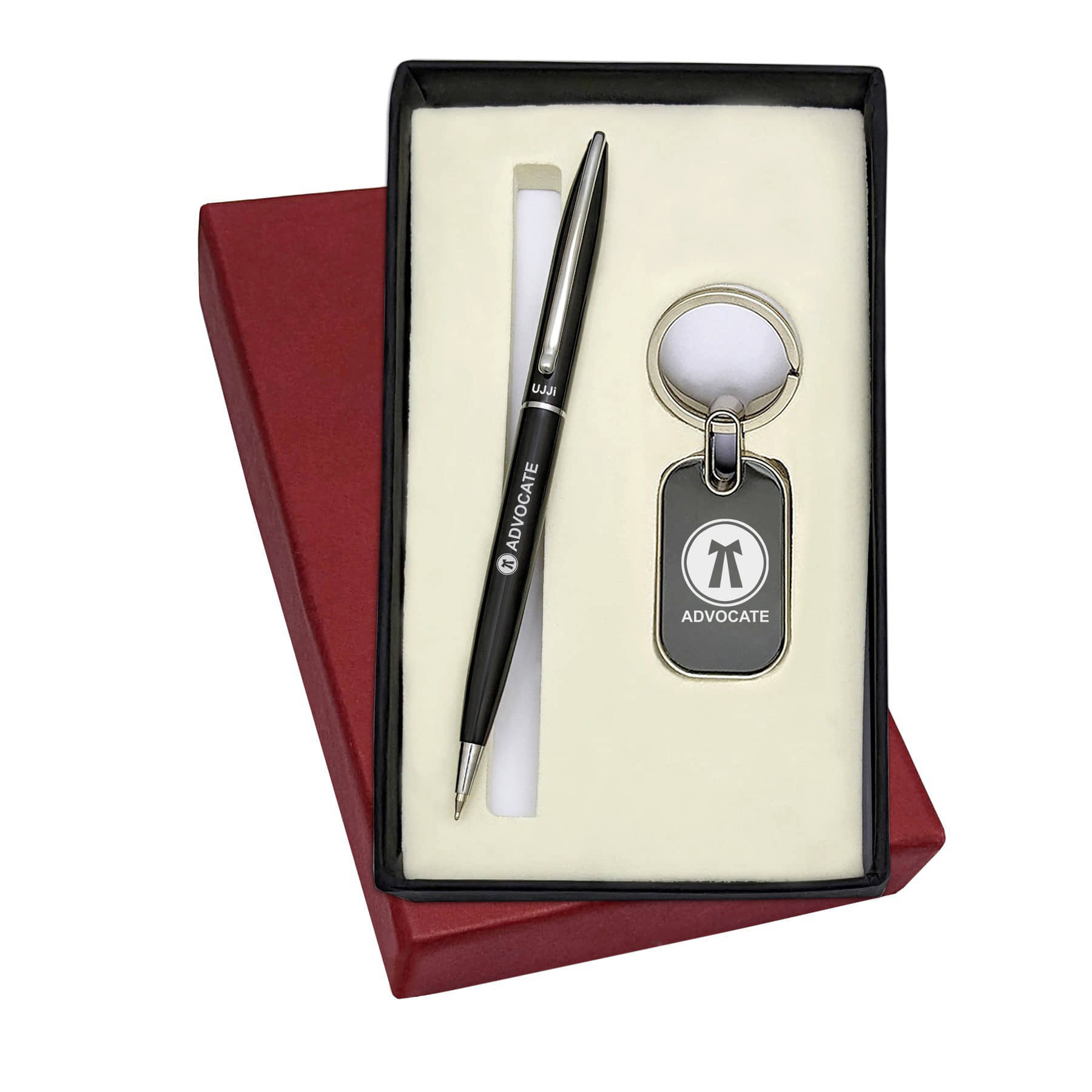 UJJi Advocate Logo 2in1 Set with Slim Design Black Ball Pen and Keychain