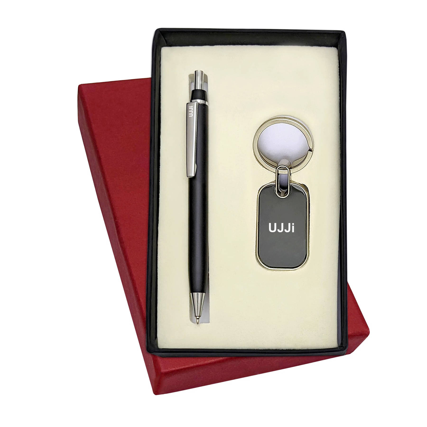     			UJJi Black Color Click Design Metal Pen & Keyring