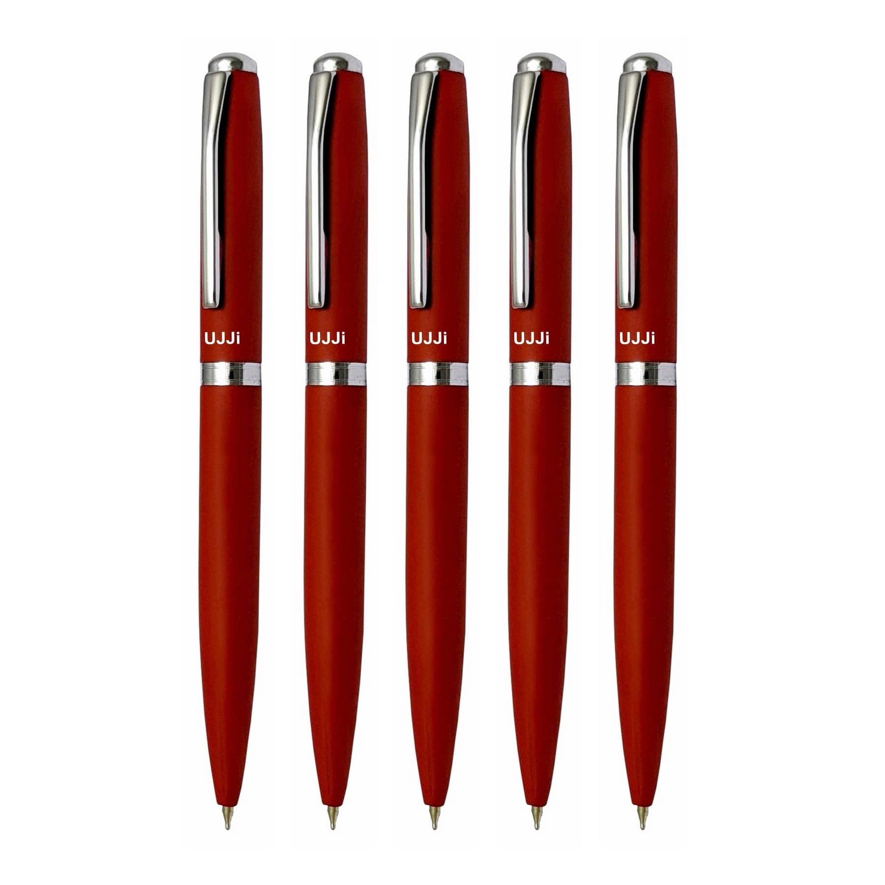 UJJi Brown Color Matte Finish Body Pack of 5 Twist Mechanism (Blue Ink) Metal Ball Pen UJJi Brown Color Matte Finish Body Pack of 5 Twist Mechanism (Blue Ink) Metal Ball Pen