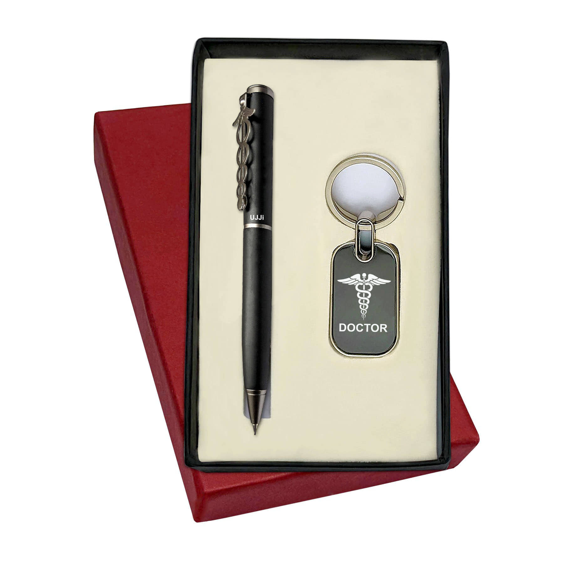 UJJi Doctor Logo Clip Metal Pen with Keyring
