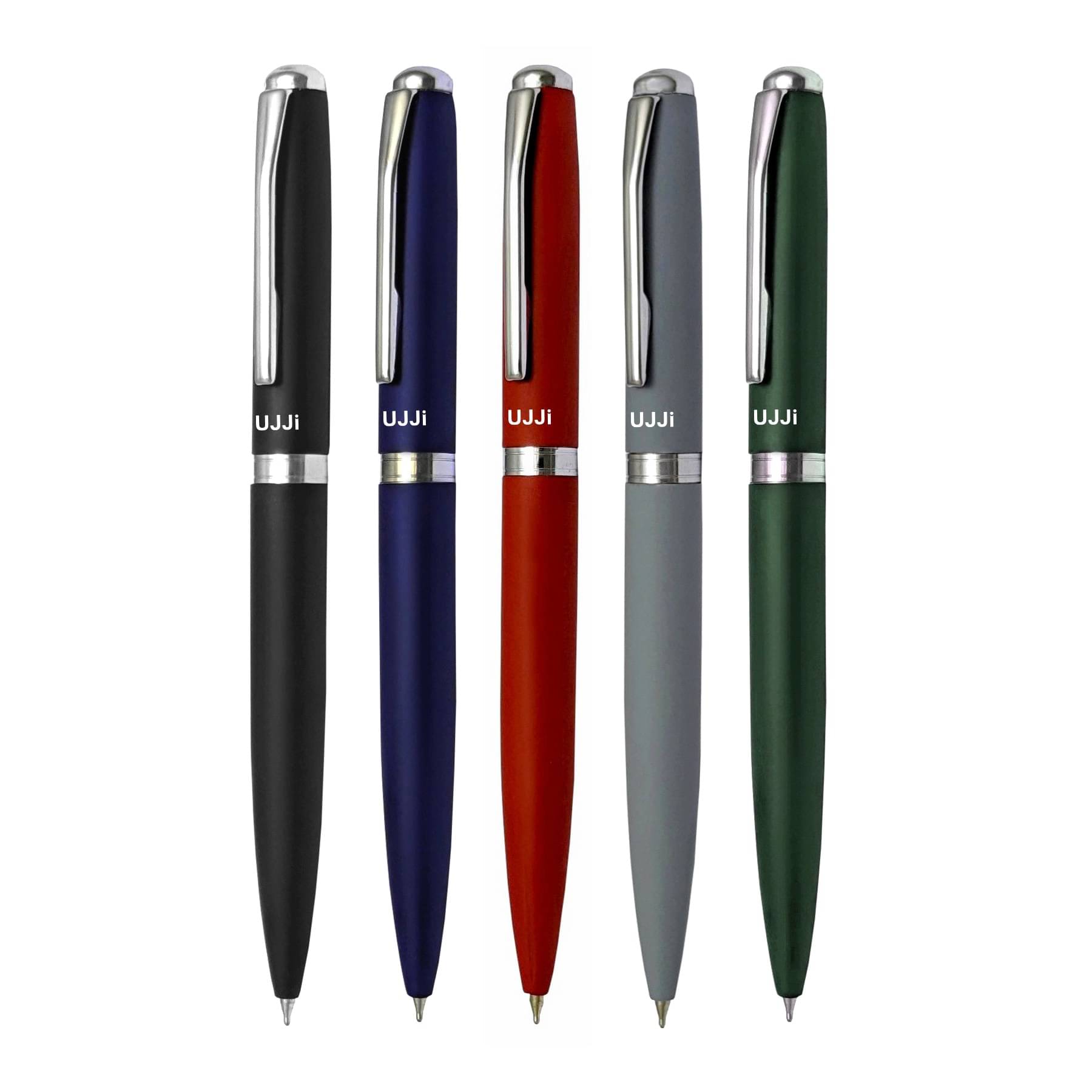 UJJi Mix 5 Color Matte Finish Body Pack of 5 Twist Mechanism (Blue Ink) Metal Ball Pen UJJi Mix 5 Color Matte Finish Body Pack of 5 Twist Mechanism (Blue Ink) Metal Ball Pen