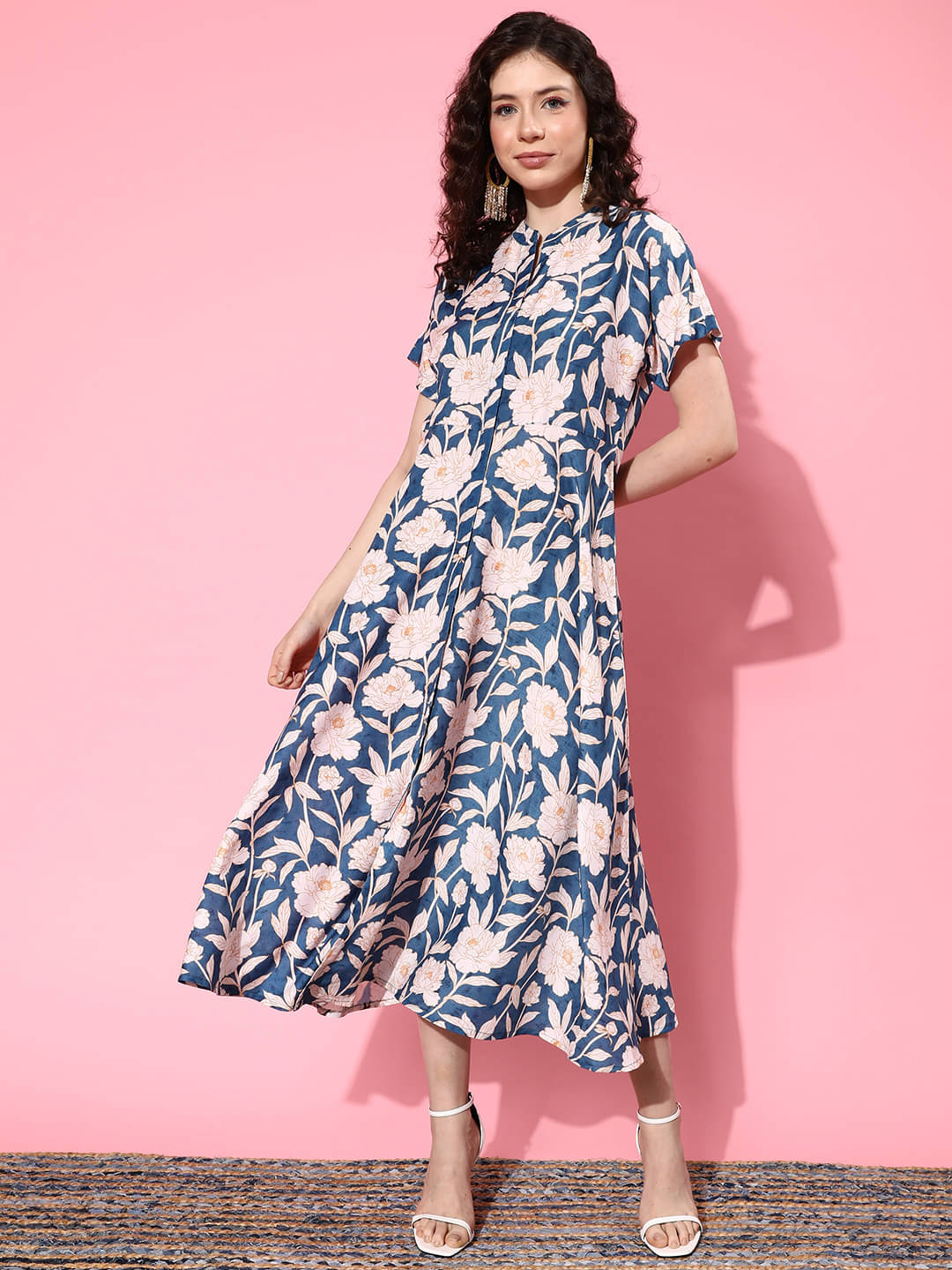     			Varanga Viscose Printed Above Knee Women's A-line Dress - Blue ( Pack of 1 )