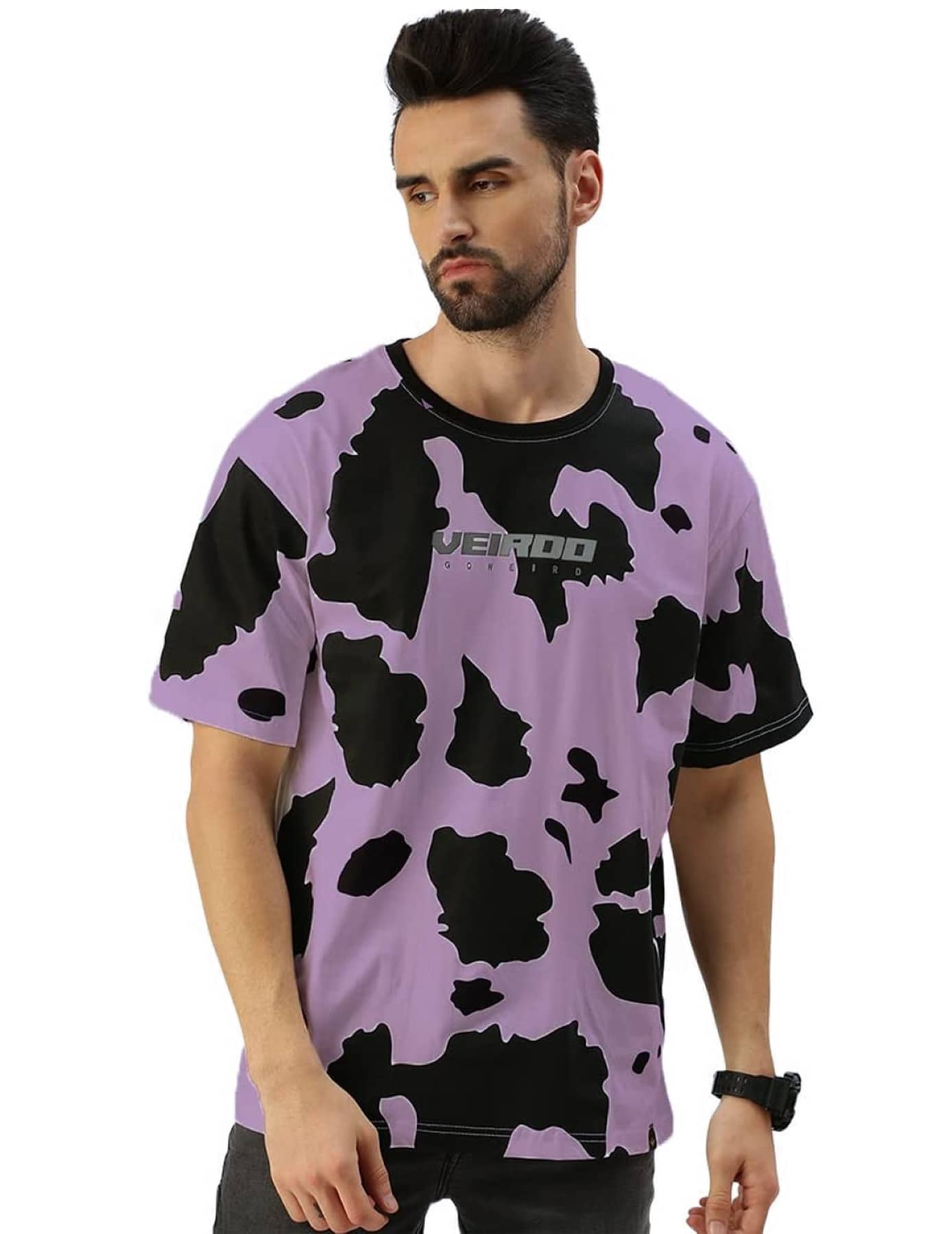 Veirdo Pack of 1 Cotton Oversized Fit Men's T-Shirt ( Purple )