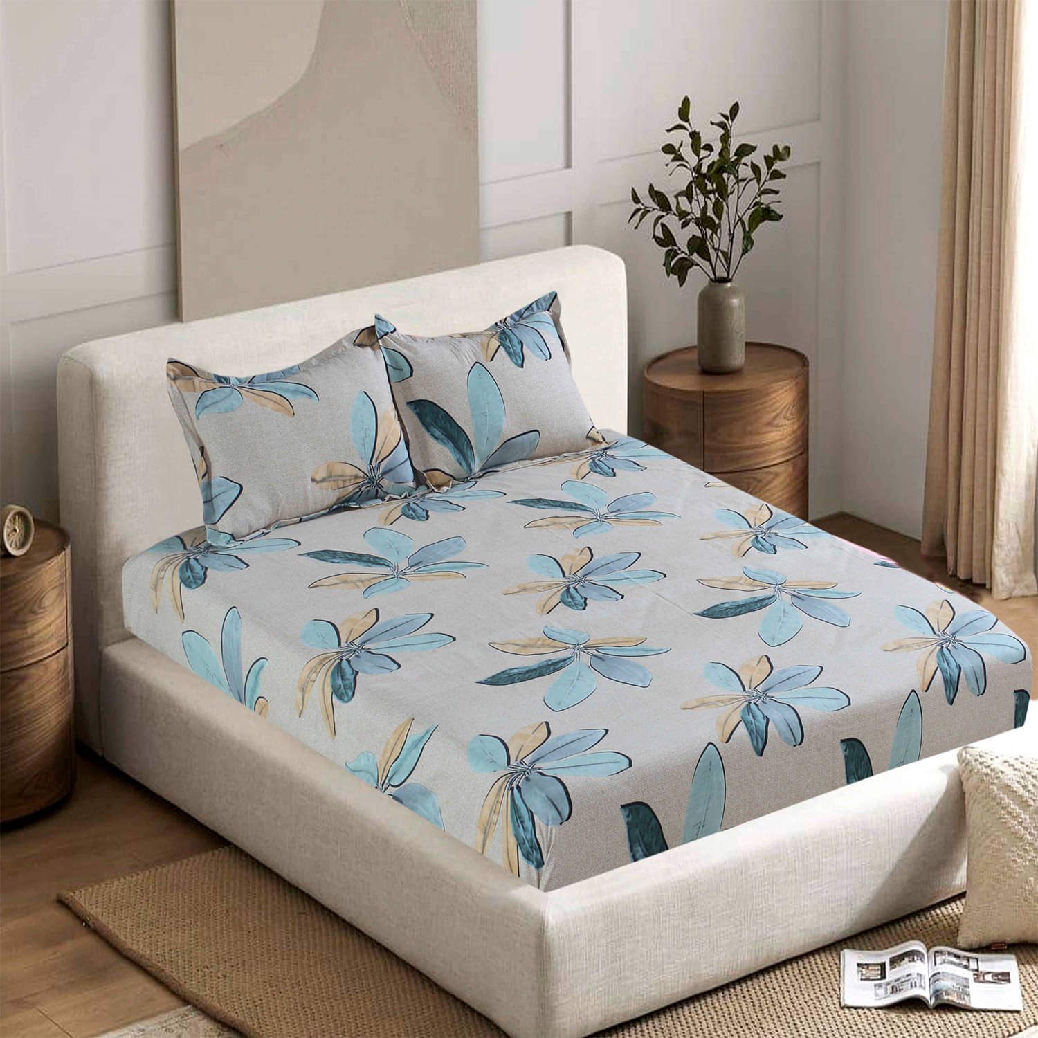     			Welhouse India Cotton 1 Double Bedsheet with 2 Pillow Covers ( Gray )
