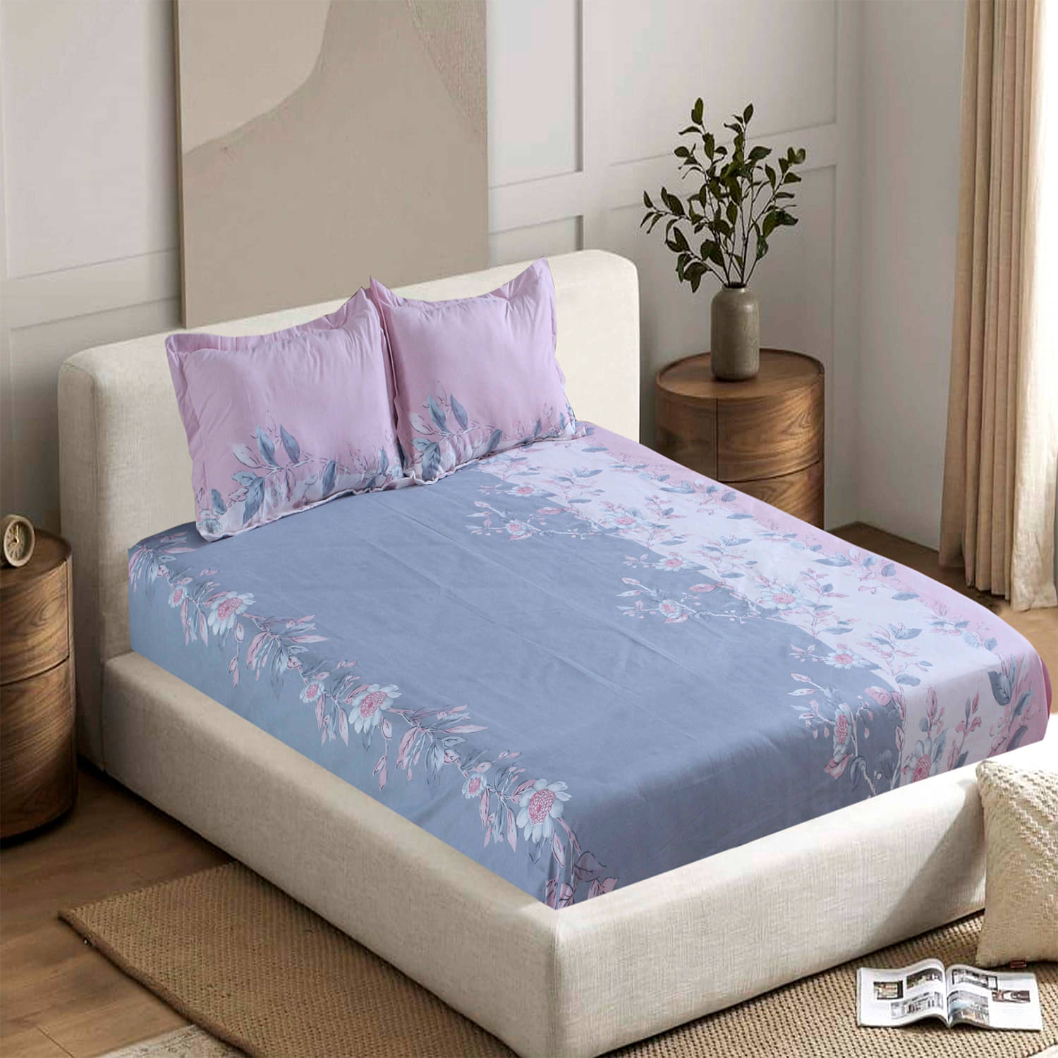 Welhouse India Cotton 1 Double Bedsheet with 2 Pillow Covers ( Pink )     			Welhouse India Cotton 1 Double Bedsheet with 2 Pillow Covers ( Pink )